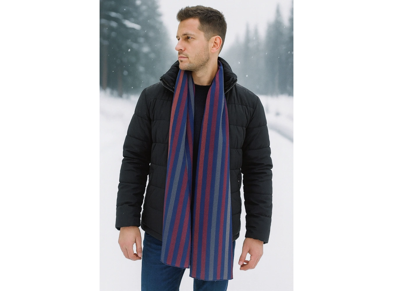 Karışık Renk Çizgili Unisex Atkı