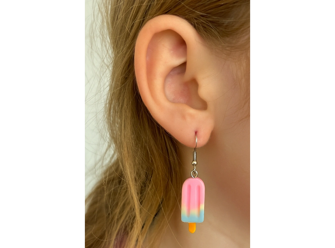 Karışık Renk Dondurma Figürlü Çocuk Küpe (Çift)