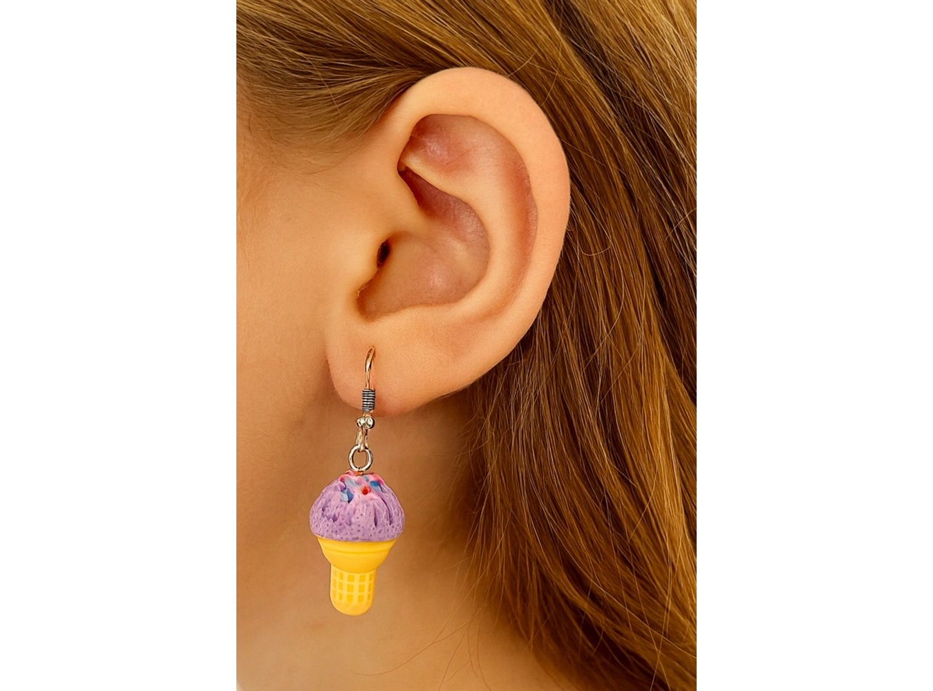 Karışık Renk Dondurma Figürlü Çocuk Küpe (Çift)