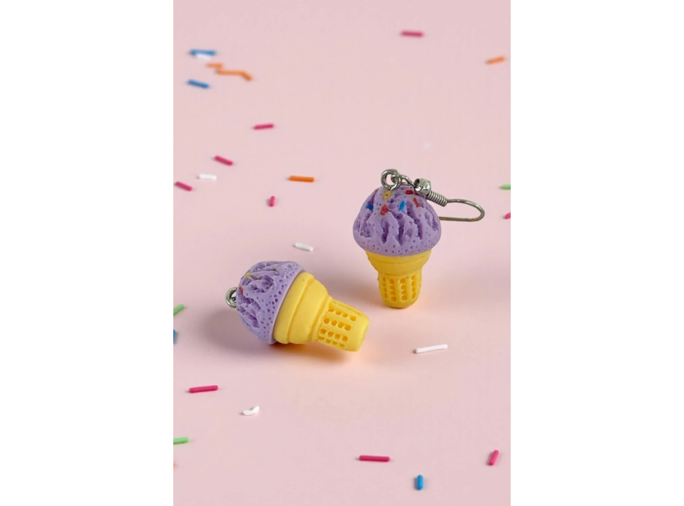 Karışık Renk Dondurma Figürlü Çocuk Küpe (Çift)