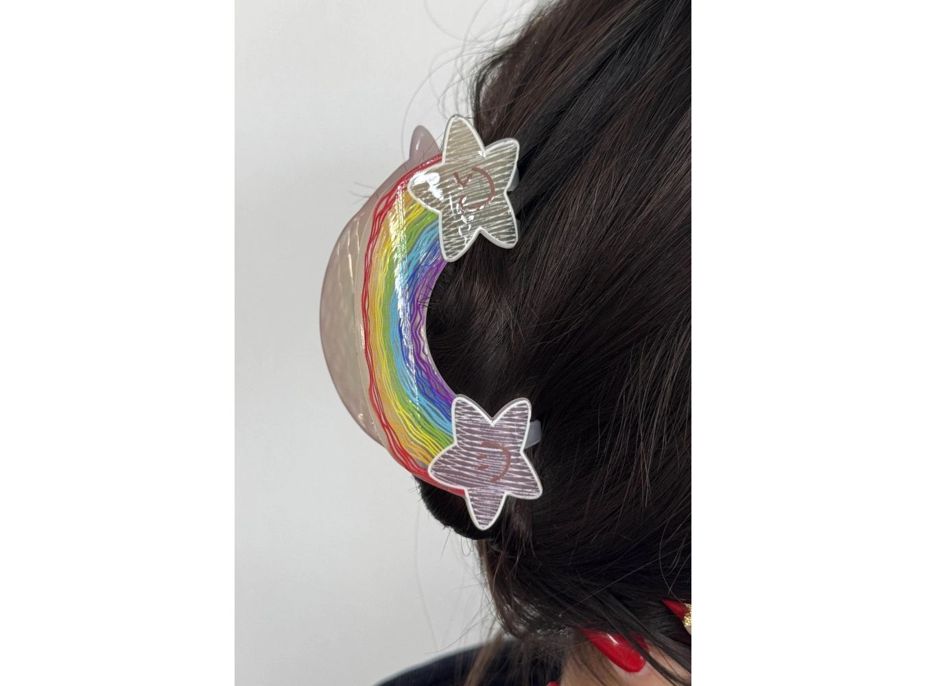 Karışık Renk Gökkuşağı Figürlü Kemik Mandal Toka