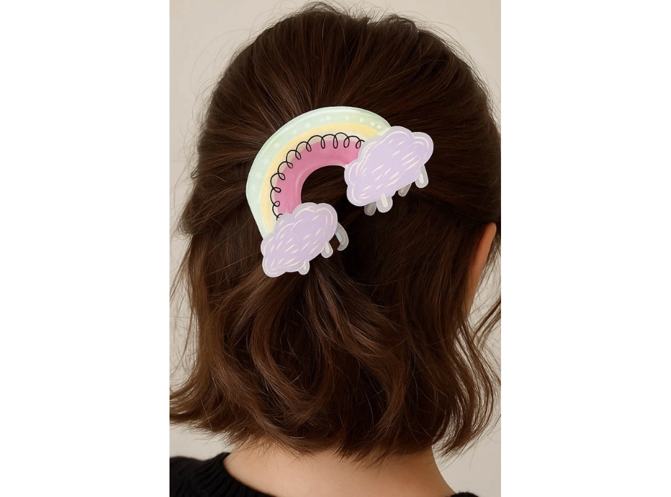 Karışık Renk Gökkuşağı Figürlü Kemik Mandal Toka