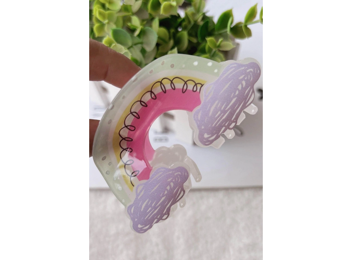 Karışık Renk Gökkuşağı Figürlü Kemik Mandal Toka