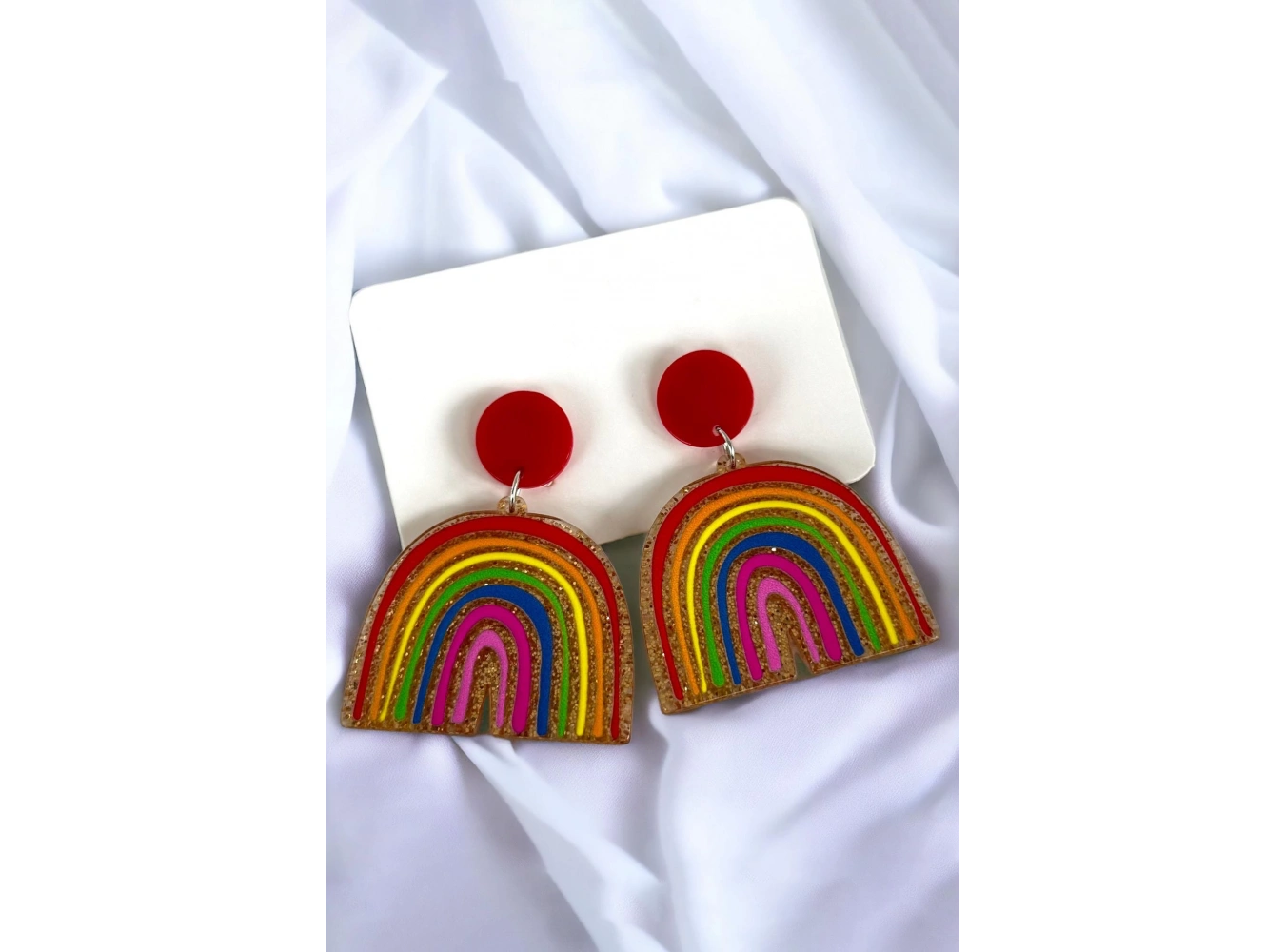 Karışık Renk Gökkuşağı Figürlü Sallantılı Küpe (Çift)