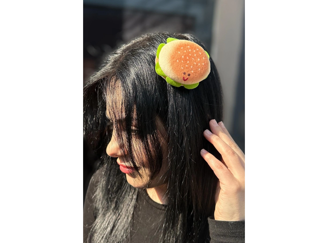 Karışık Renk Hamburger Figürlü Yan Toka