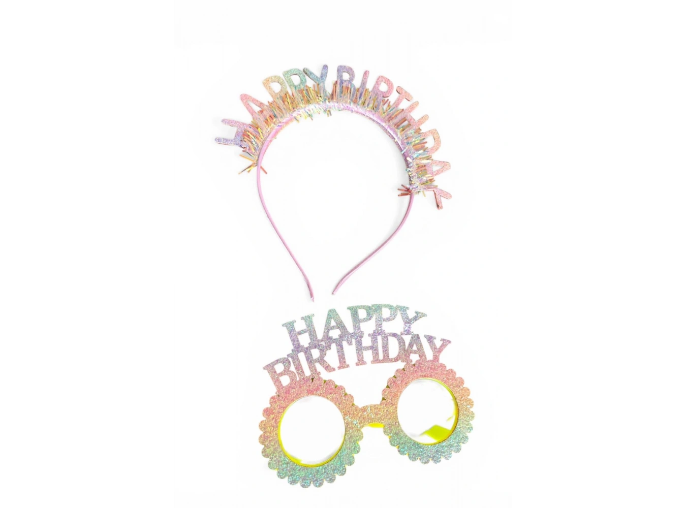 Karışık Renk Happy Birthday Yazılı Gözlük Ve Taç