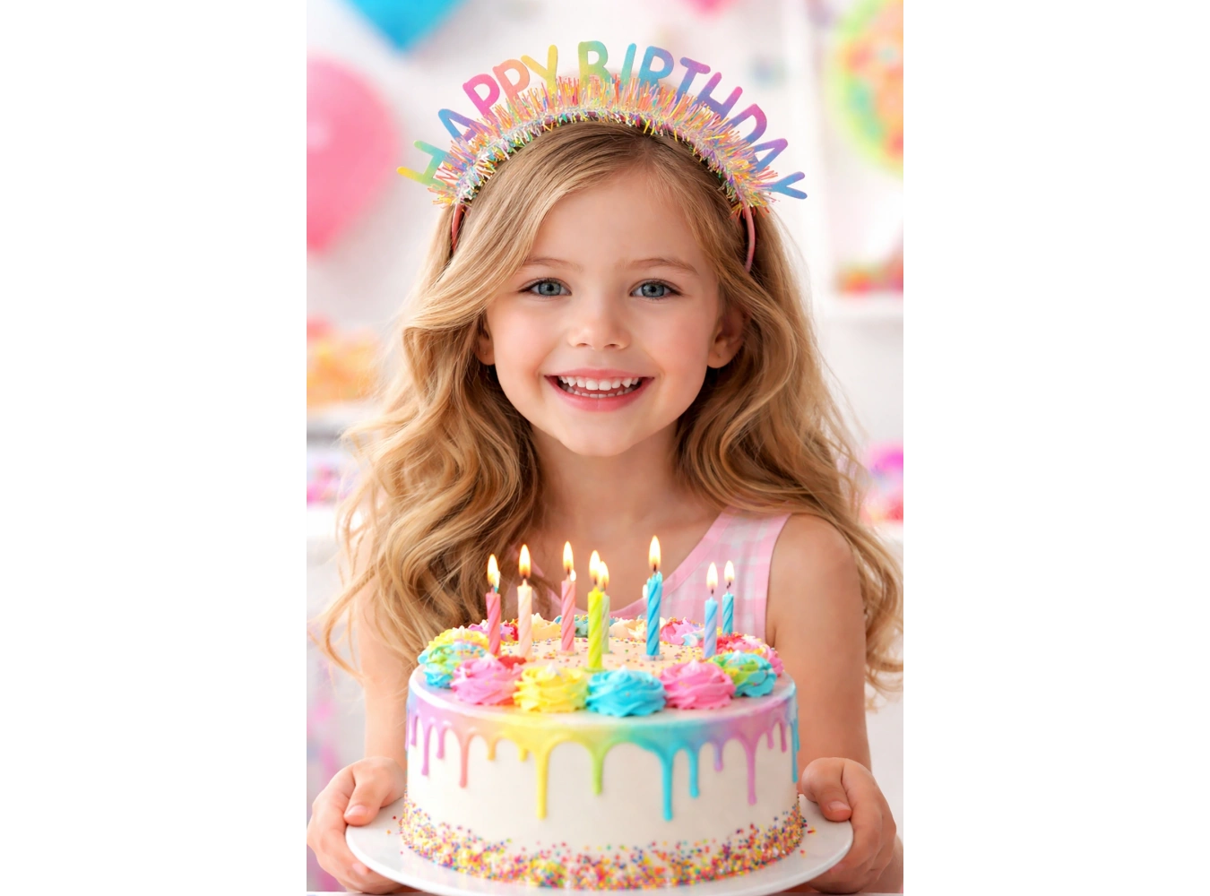 Karışık Renk Happy Birthday Yazılı Taç