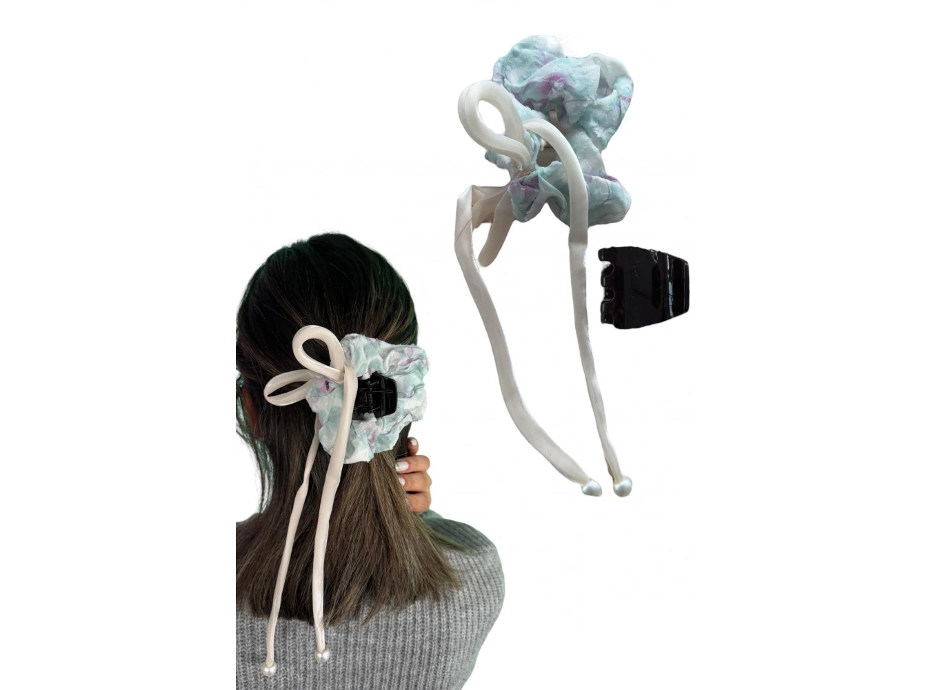 Karışık Renk İnci Detaylı Mandal/Simit Toka