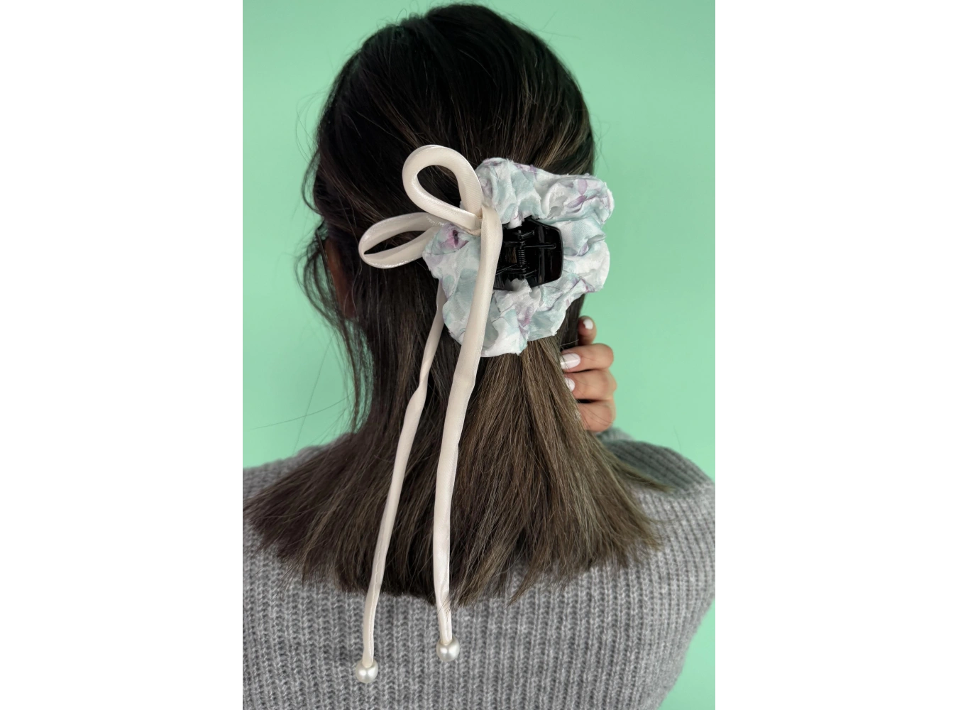 Karışık Renk İnci Detaylı Mandal/Simit Toka