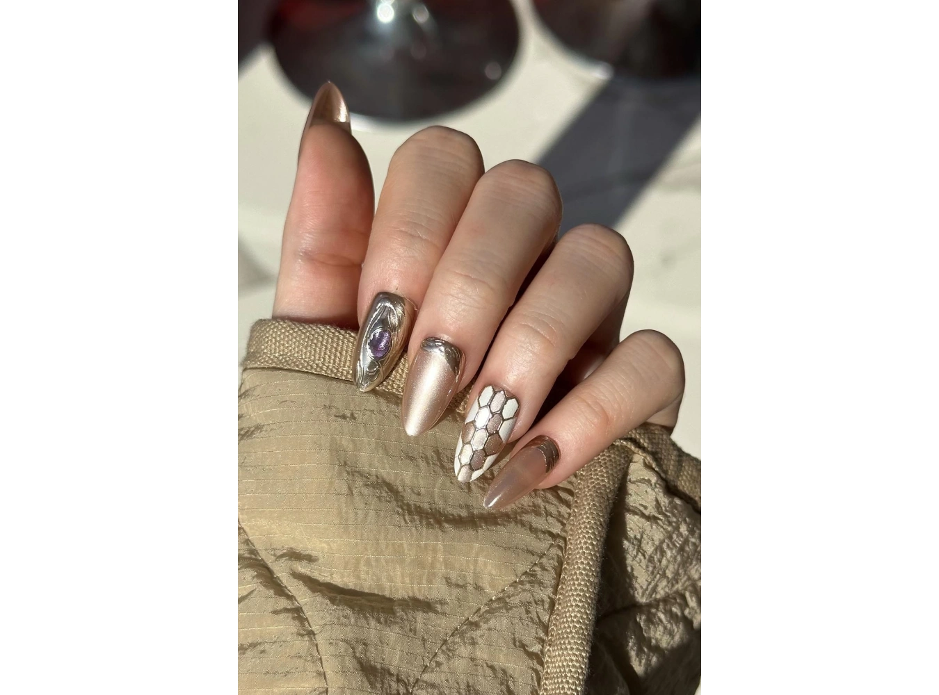 Karışık Renk Jel Tırnak Görünümlü 10lu Takma Tınak Set (Yapıştırıcılı)