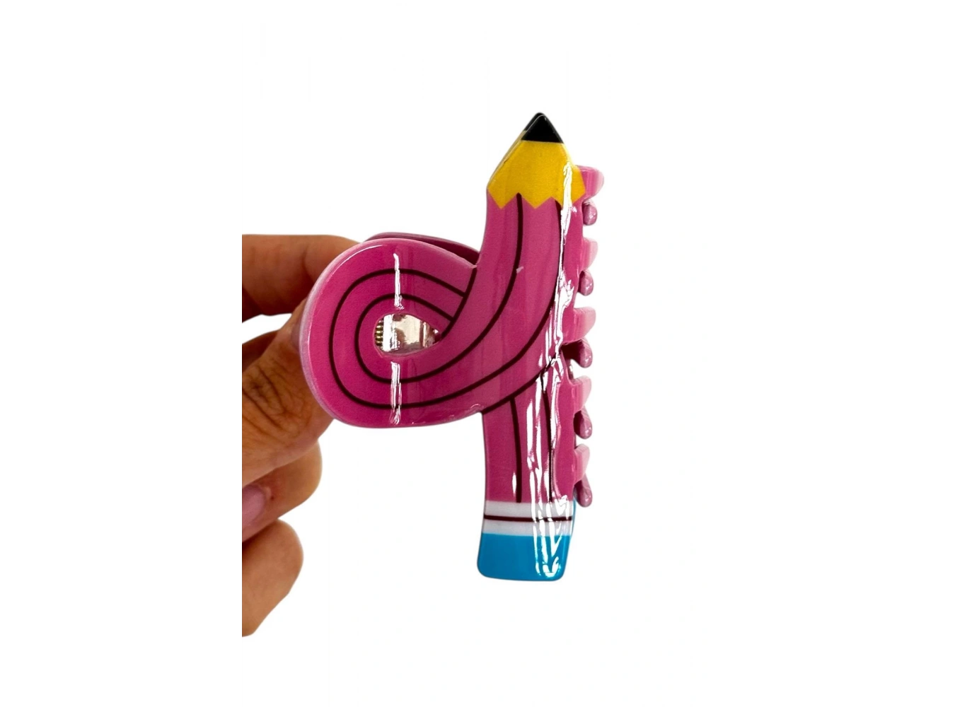 Karışık Renk Kalem Figürlü Kemik Mandal Toka