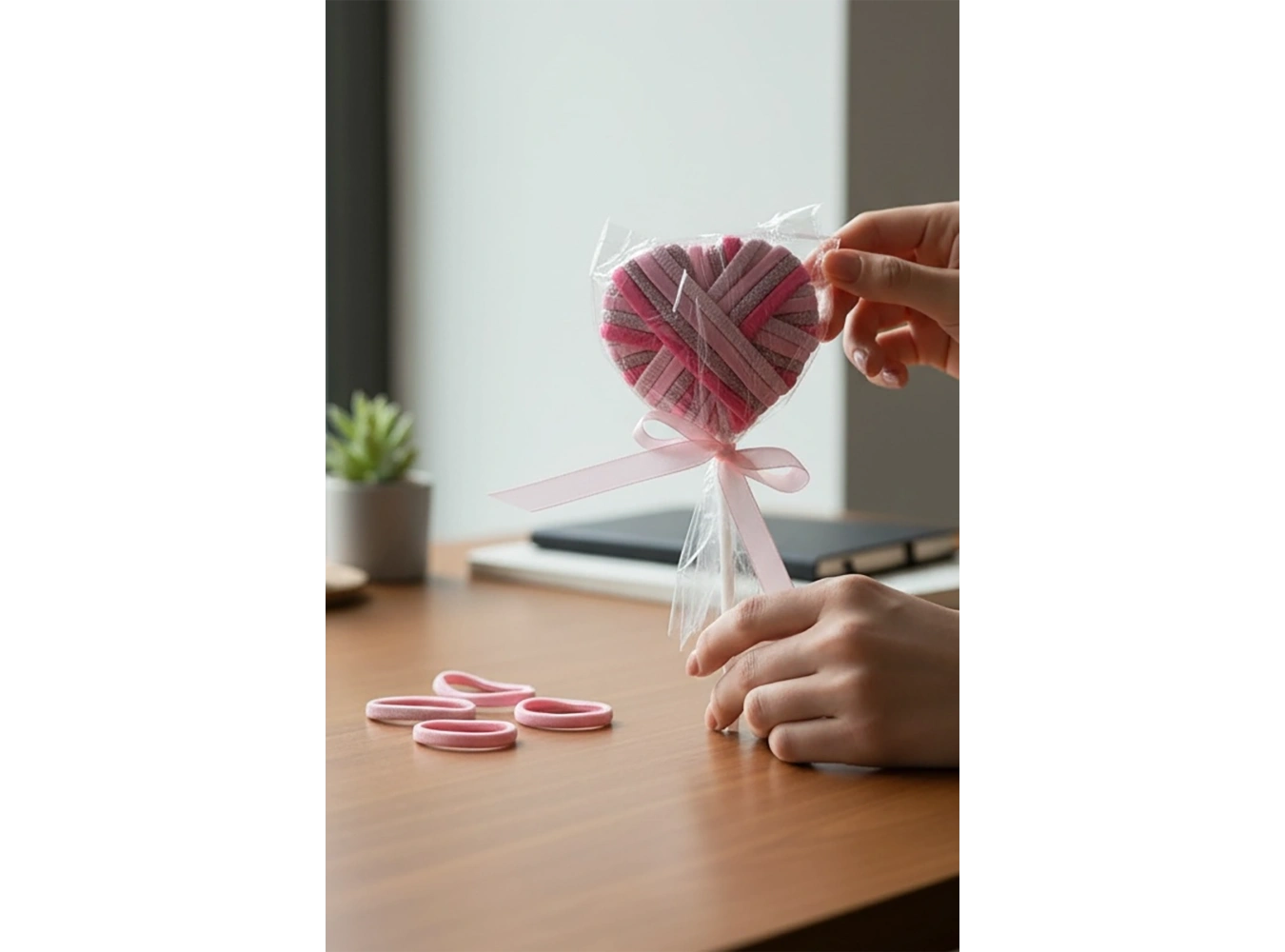 Karışık Renk Kalp Ve Lolipop Figürlü Lastik Toka Set