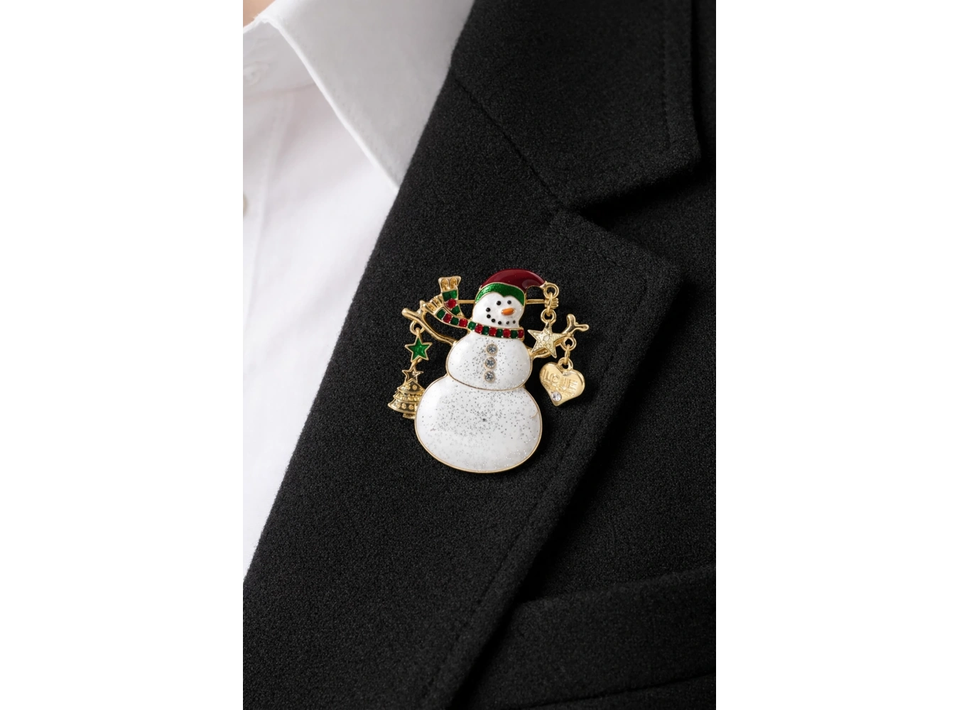 Karışık Renk Kardan Adam Figürlü Broş