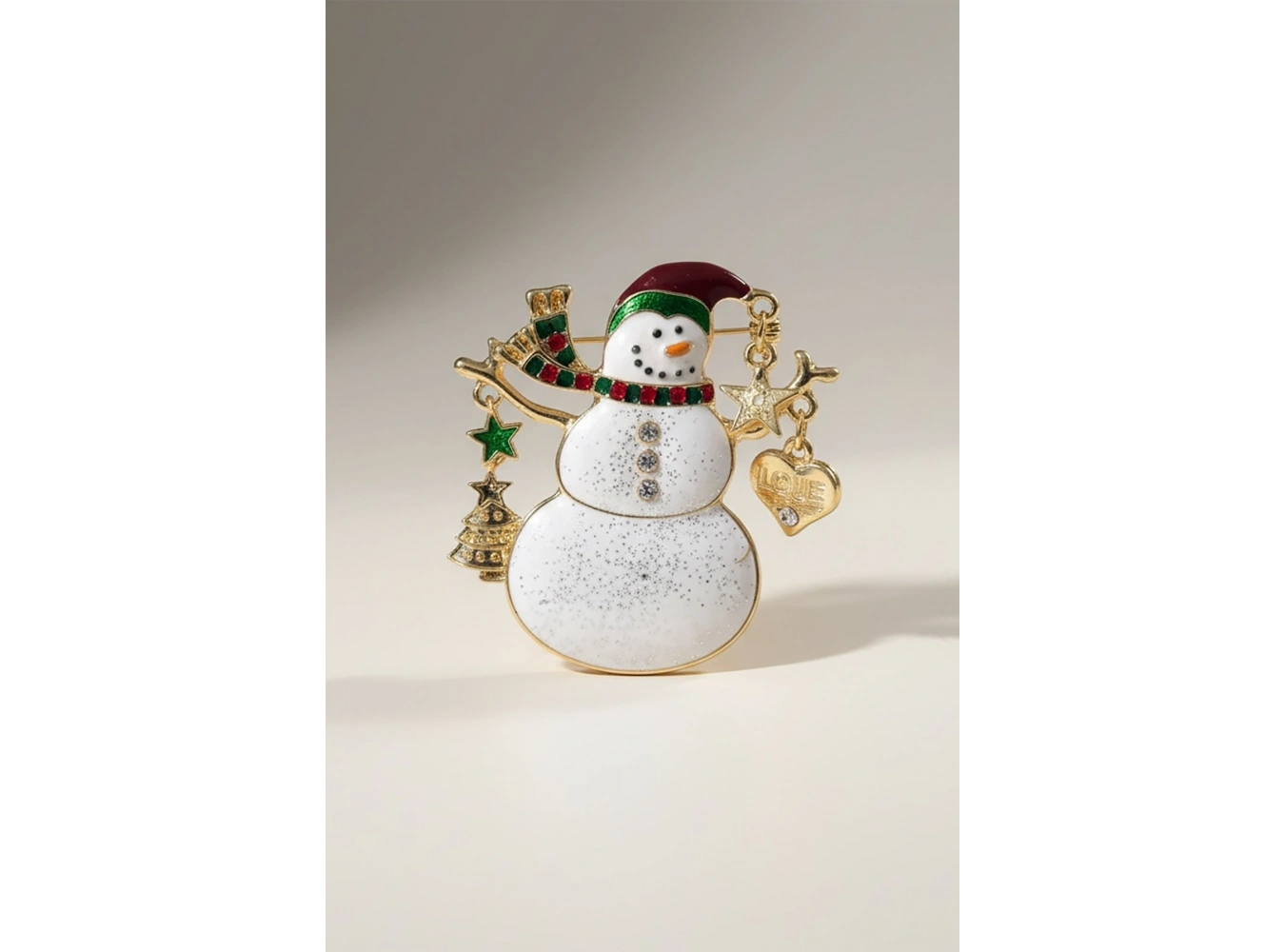 Karışık Renk Kardan Adam Figürlü Broş