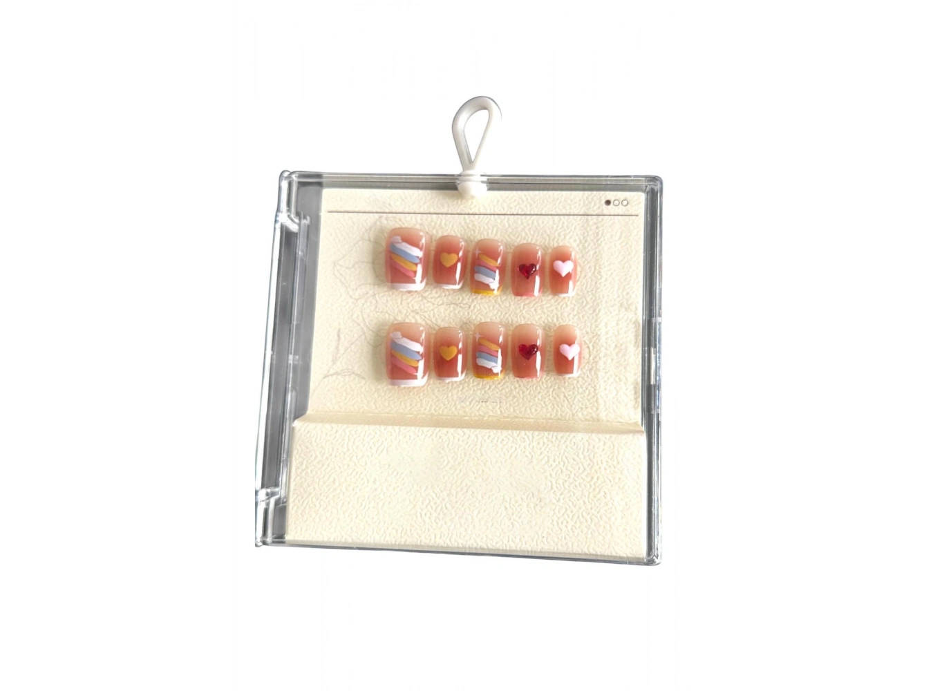 Karışık Renk Karışık Figürlü Jel Tırnak Görünümlü 10lu Takma Tınak Set (Yapıştırıcılı)