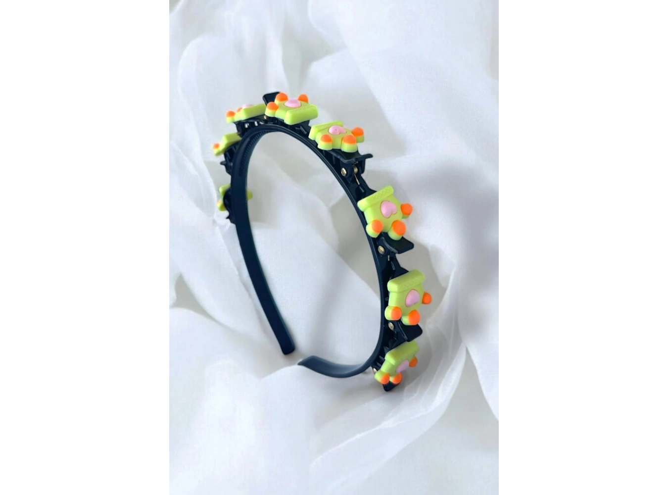 Karışık Renk Karışık Figürlü Kalp Detaylı Saç Bükücü Taç