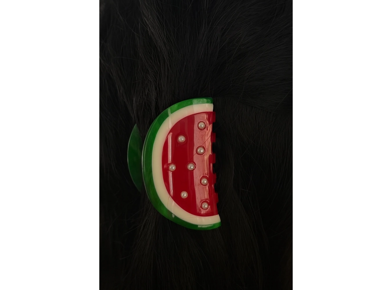 Karışık Renk Karpuz Figürlü İnci Detaylı Kemik Mandal Toka