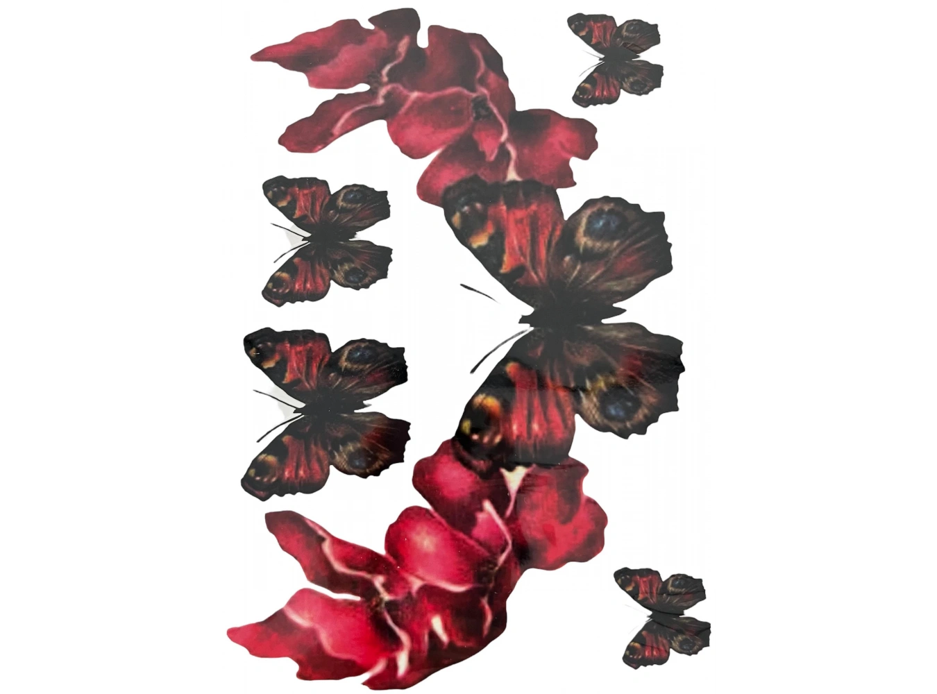 Karışık Renk Kelebek Figürlü Dövme Tattoo