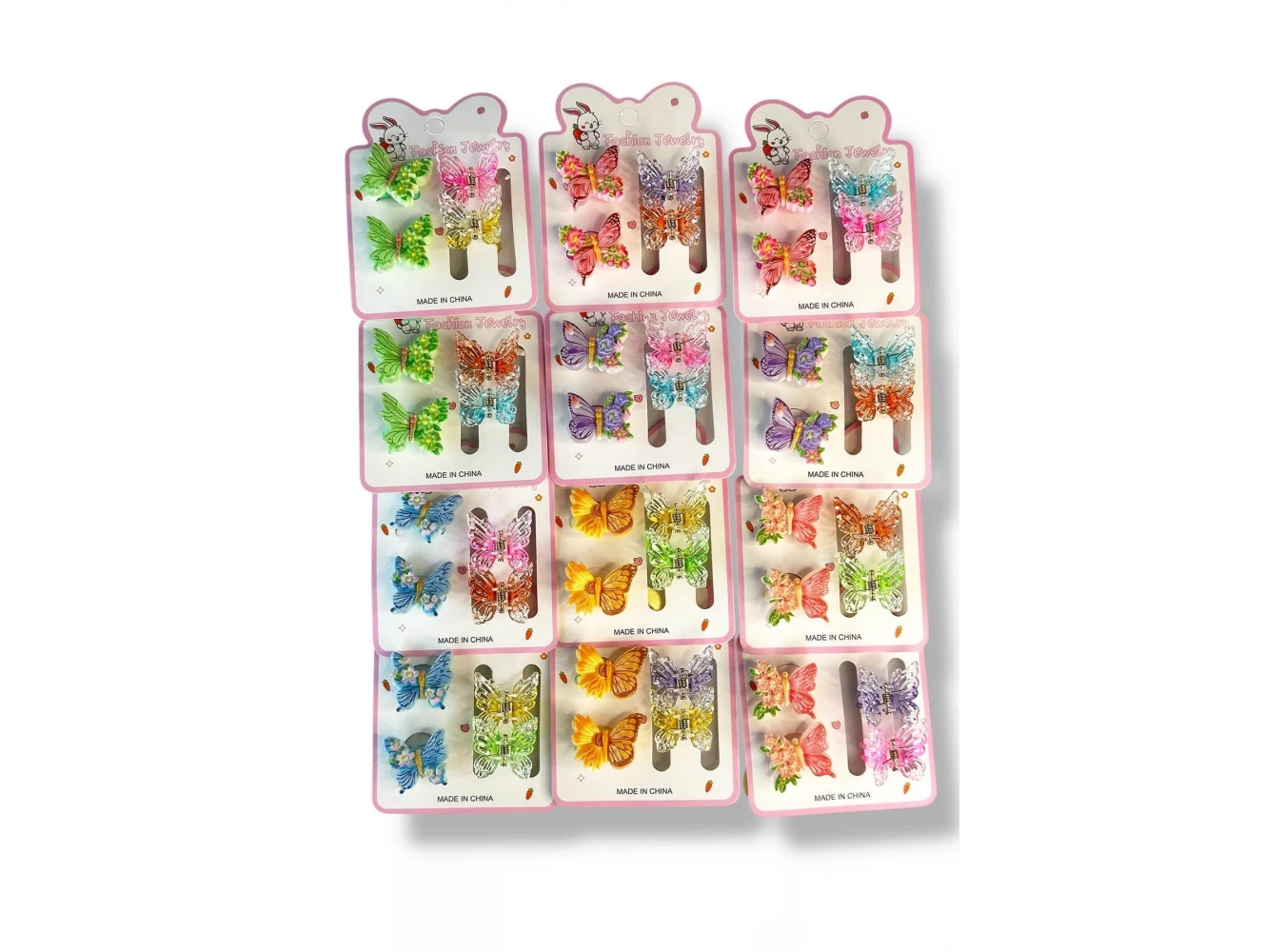 Karışık Renk Kelebek Figürlü Lastik Toka Ve Yan Toka Set