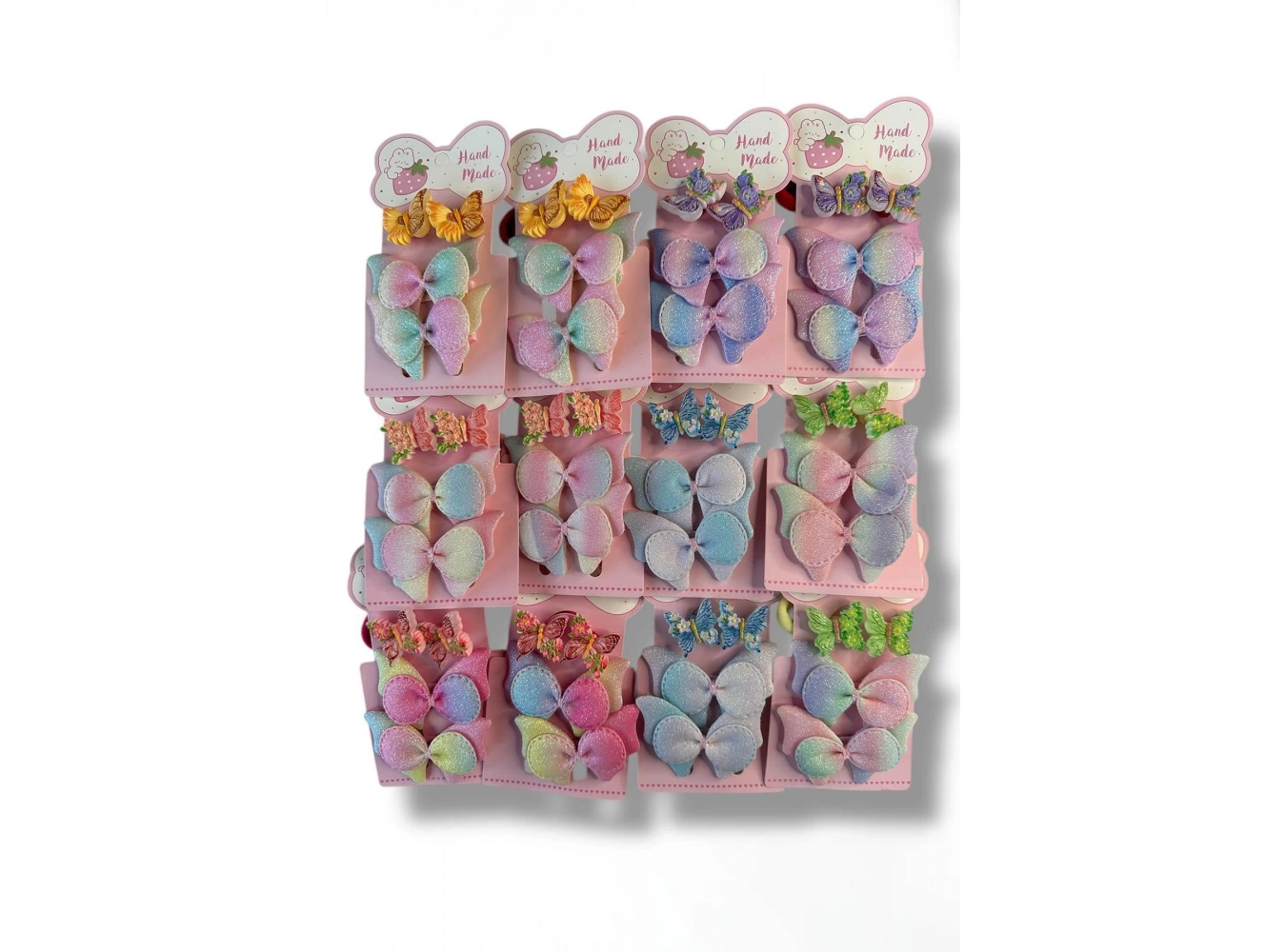 Karışık Renk Kelebek Figürlü Lastik Toka Ve Yan Toka Set