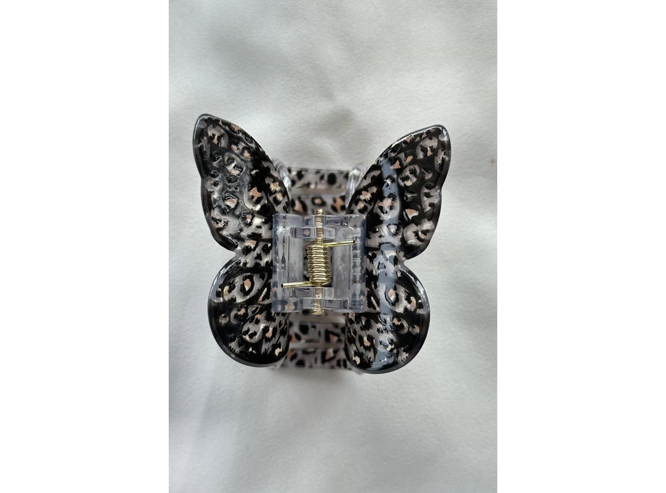 Karışık Renk Kelebek Figürlü Leopar Desenli Kemik Mandal Toka