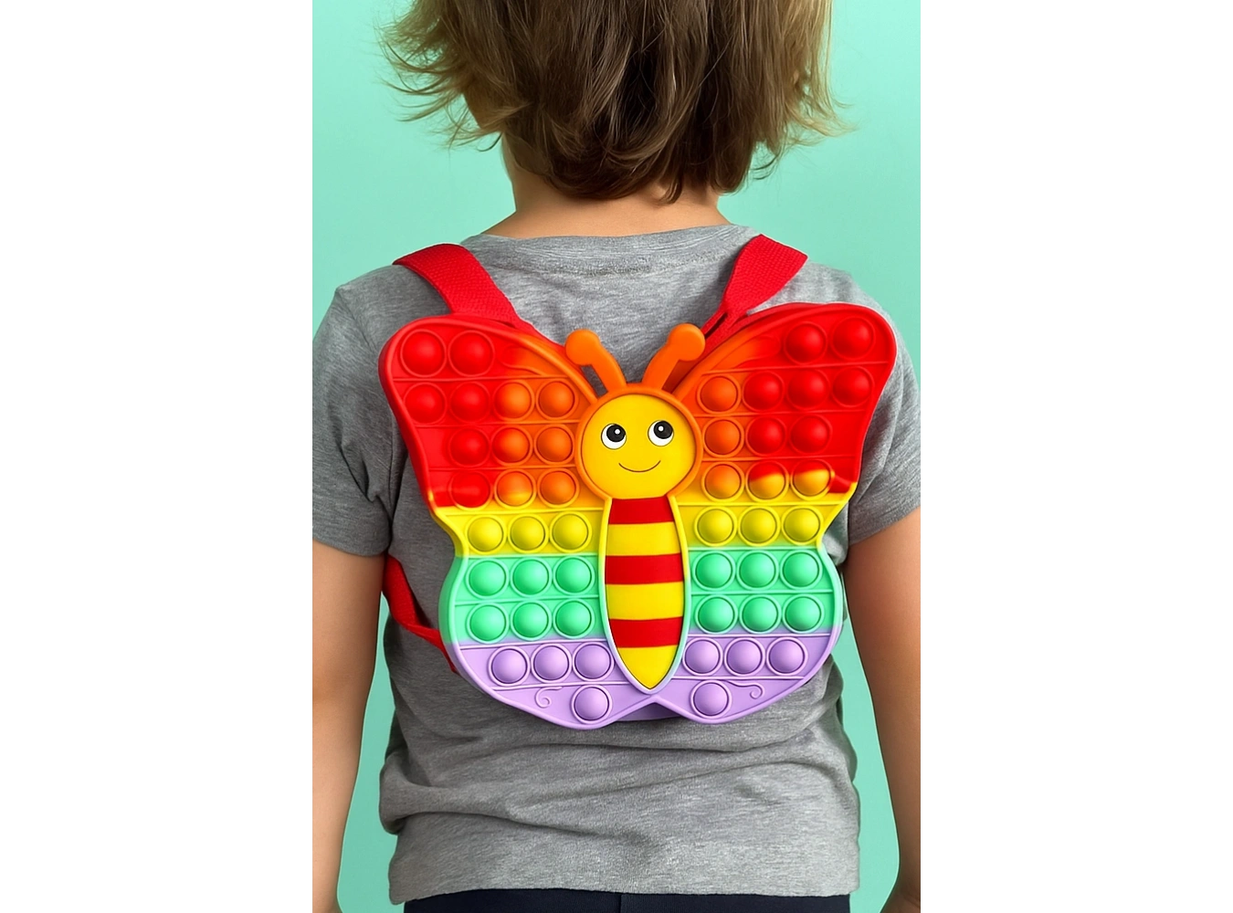 Karışık Renk Kelebek Figürlü Popit Çocuk Sırt Çantası