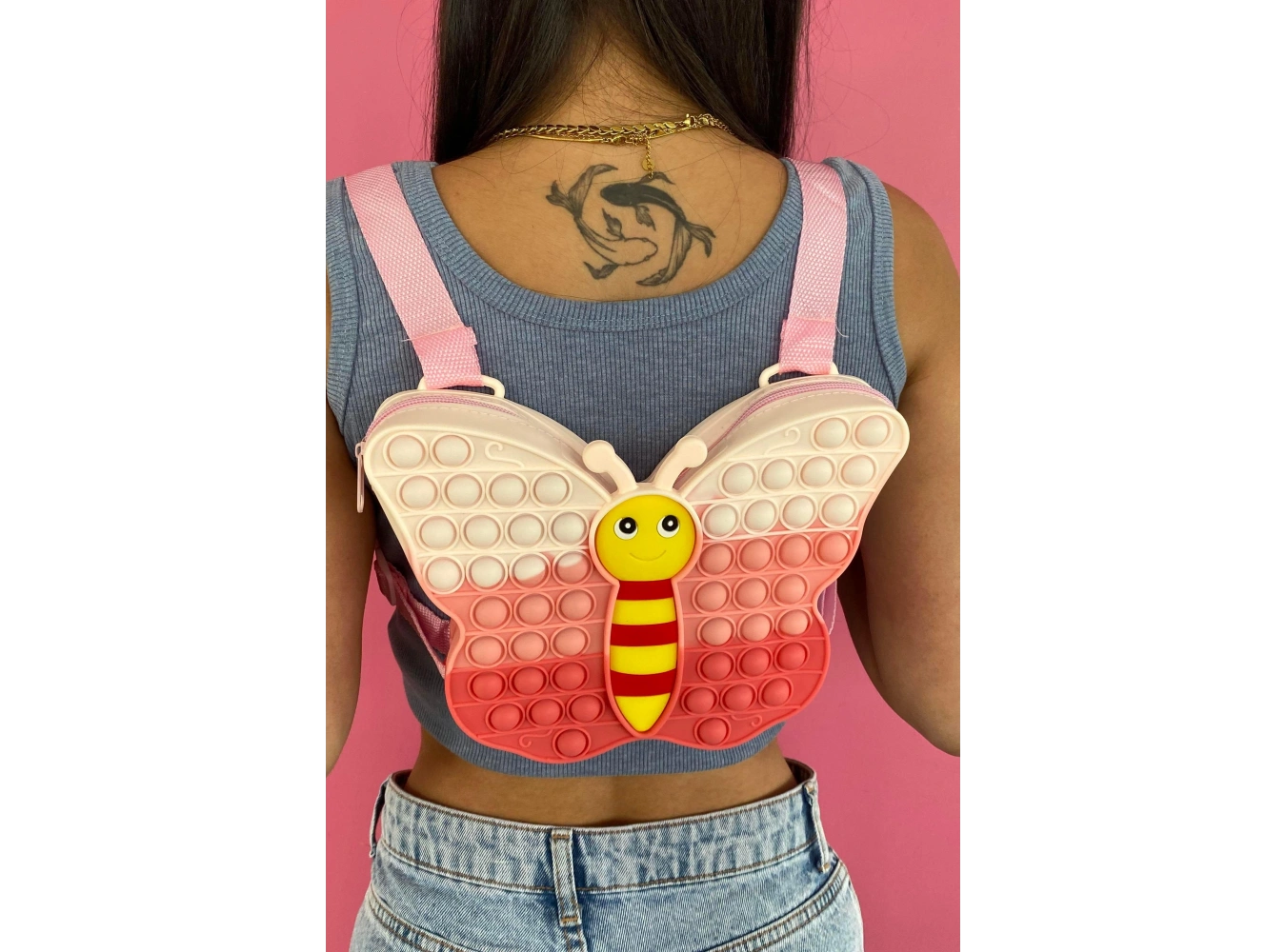 Karışık Renk Kelebek Figürlü Popit Çocuk Sırt Çantası