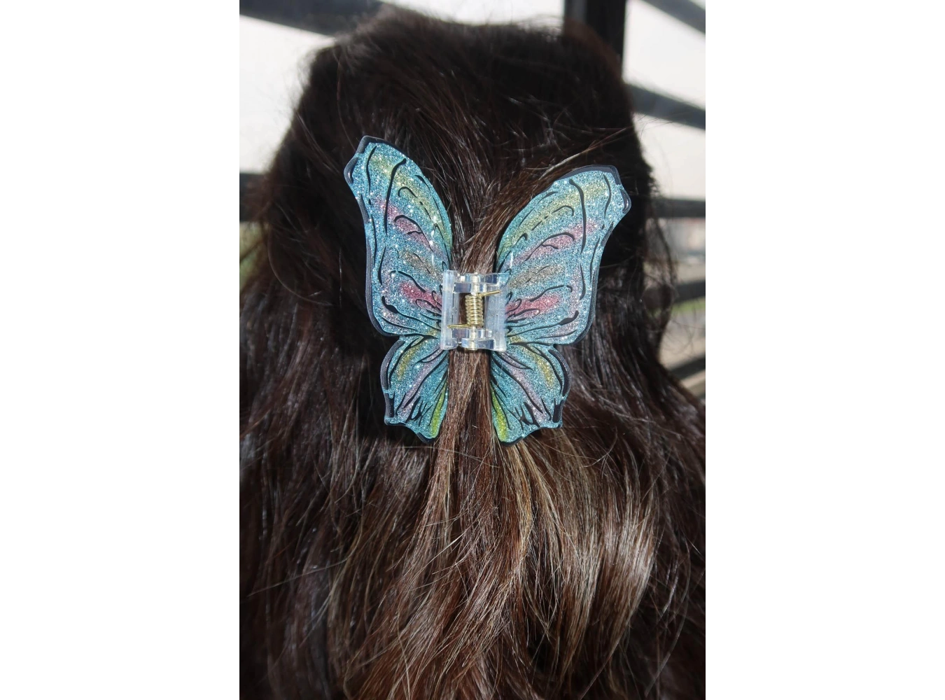 Karışık Renk Kelebek Figürlü Sim Detaylı Kemik Mandal Toka