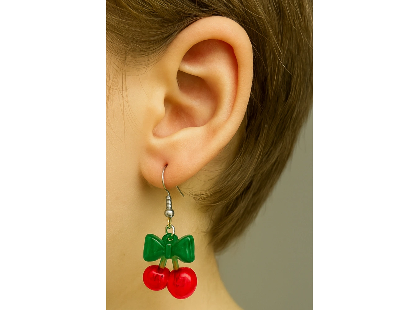 Karışık Renk Kiraz Figürlü Çocuk Küpe (Çift)