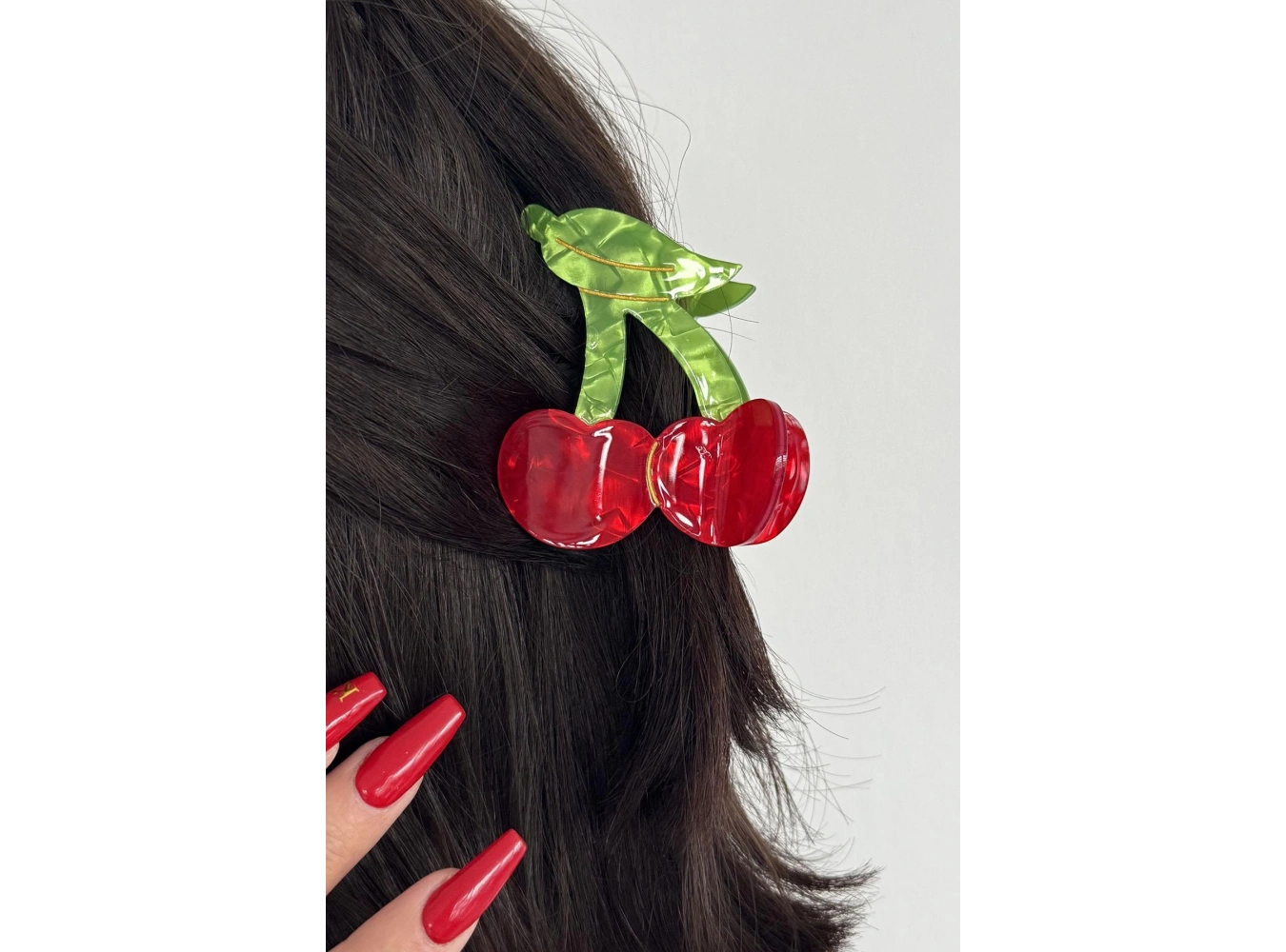 Karışık Renk Kiraz Figürlü Kemik Mandal Toka