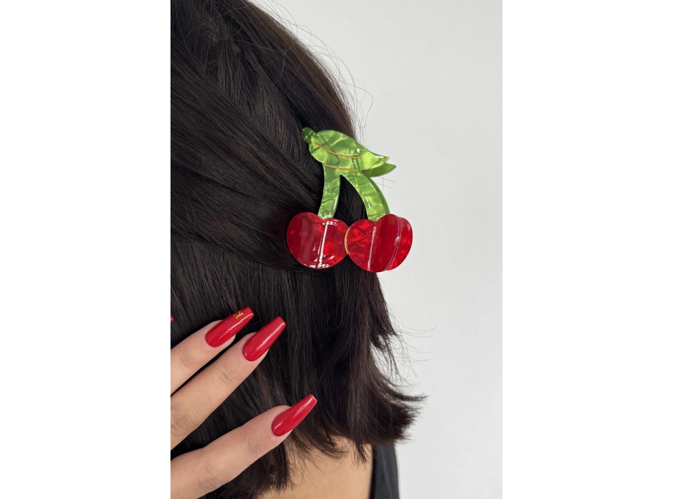 Karışık Renk Kiraz Figürlü Kemik Mandal Toka