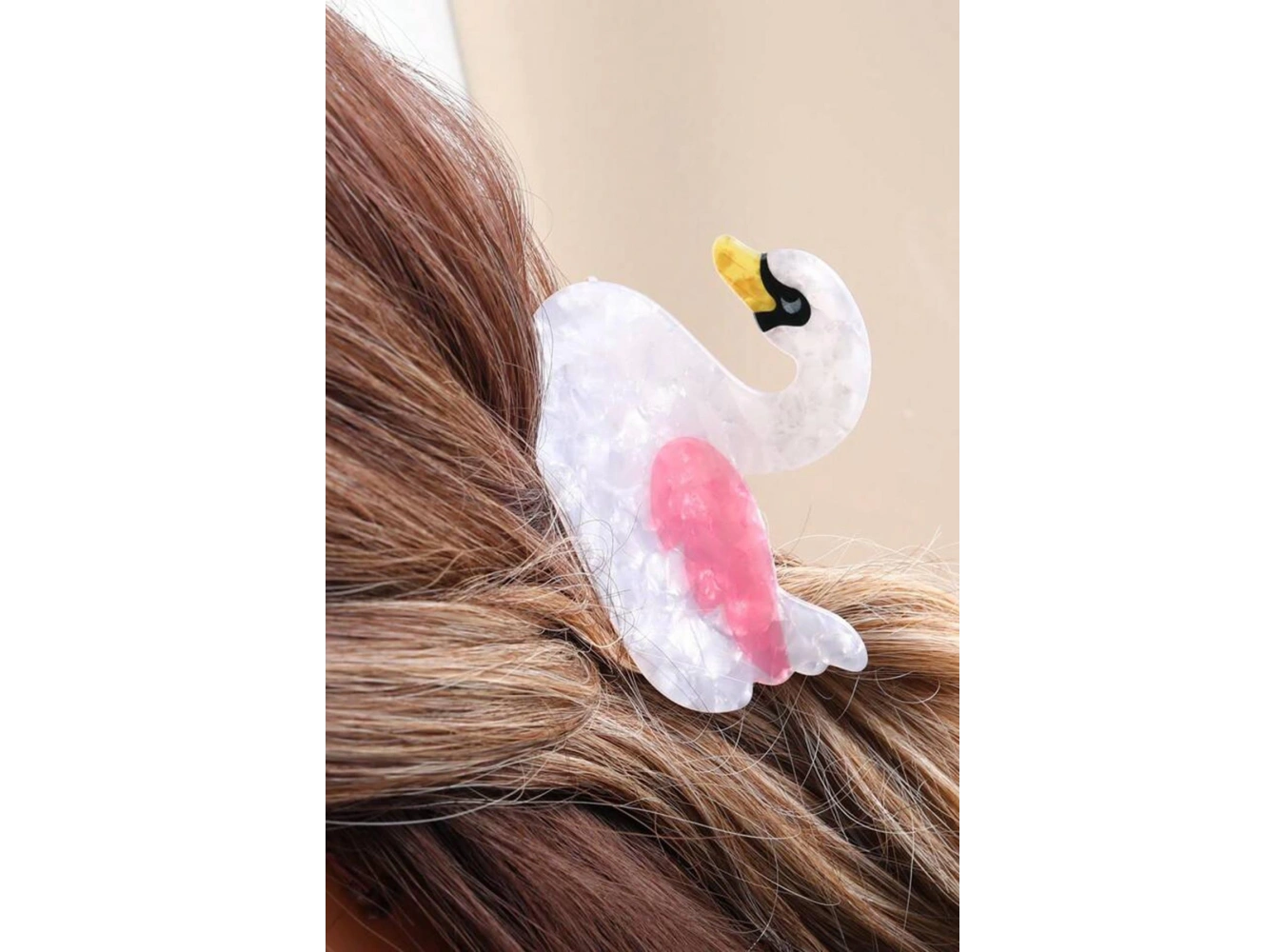 Karışık Renk Kuğu Figürlü Kemik Mandal Toka