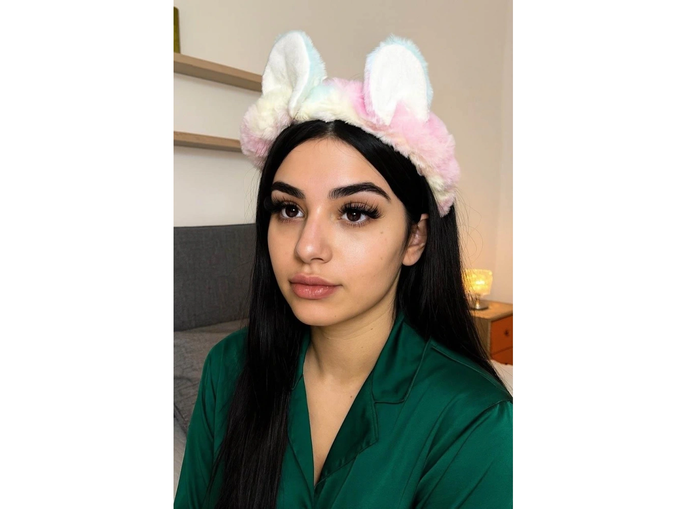 Karışık Renk Kulak Figürlü Peluş Saç Bandı