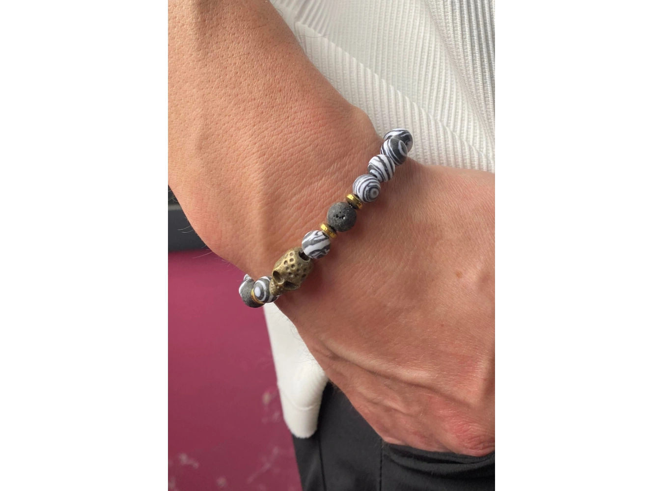 Karışık Renk Kuru Kafa Figürlü Erkek Bileklik