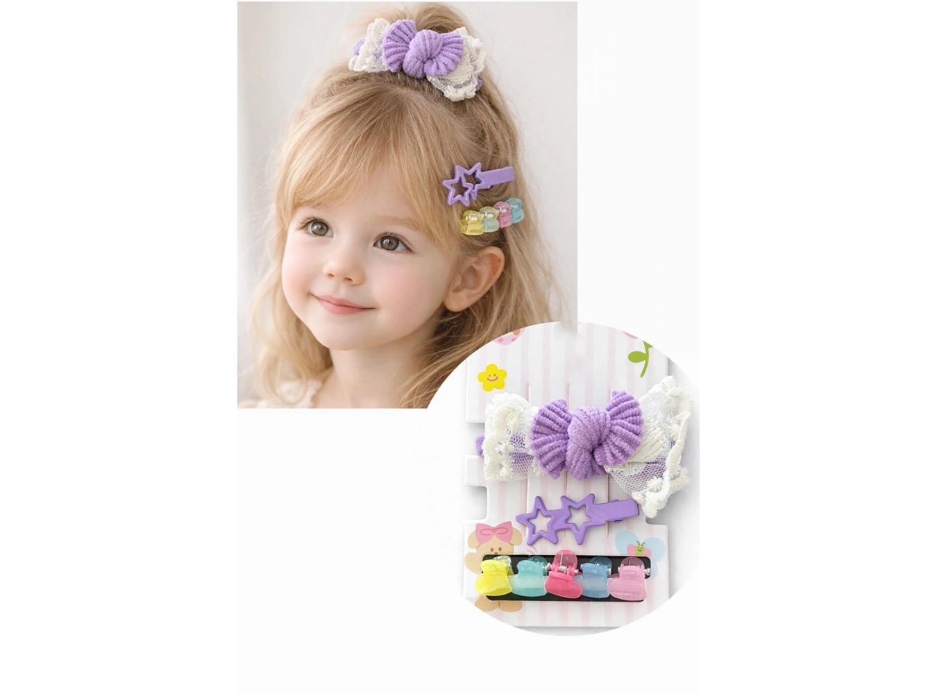 Karışık Renk Lastik Yan Toka Ve Mini Mandal Toka Set