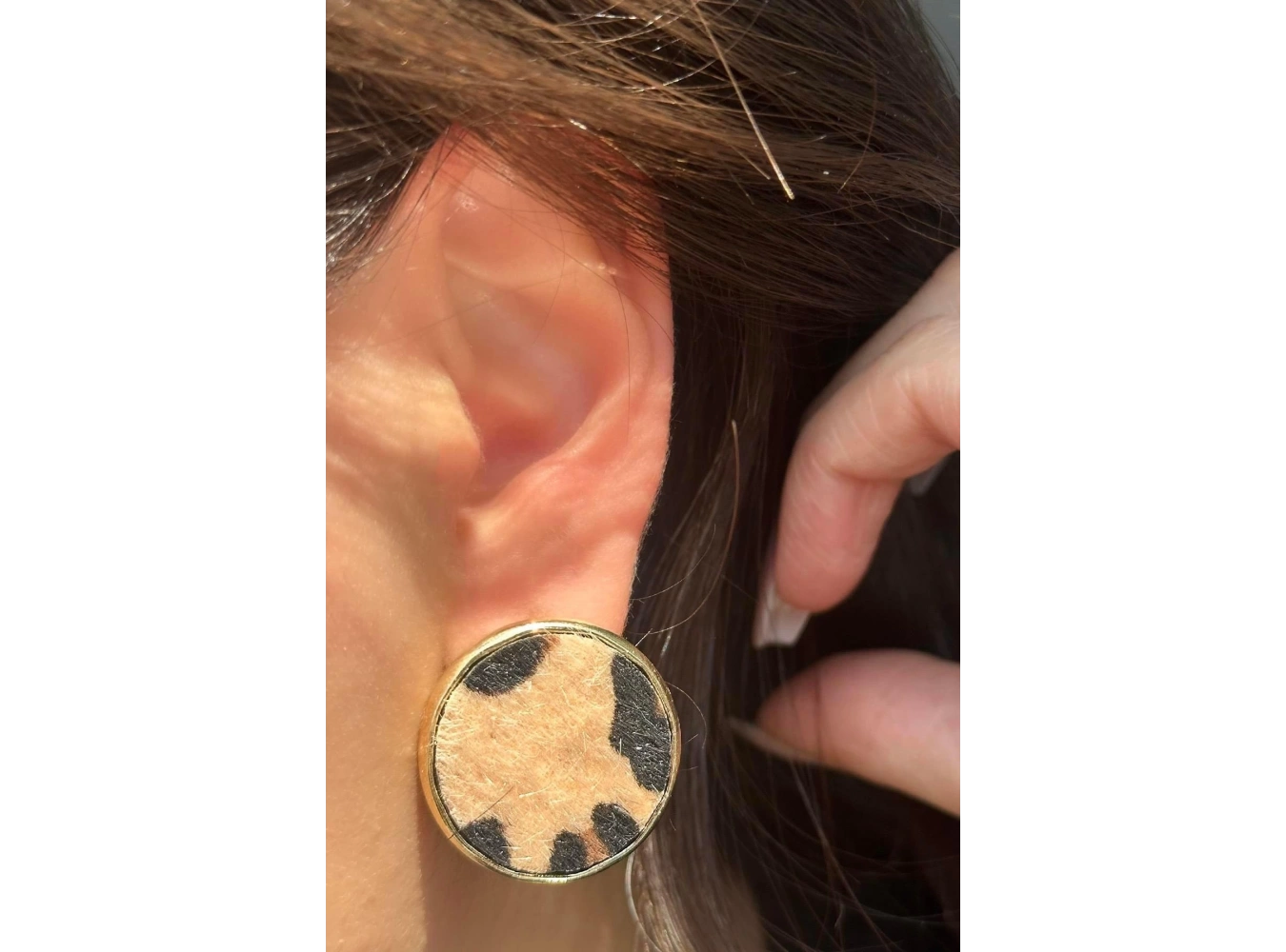 Karışık Renk Leopar Desenli Küpe (Çift)