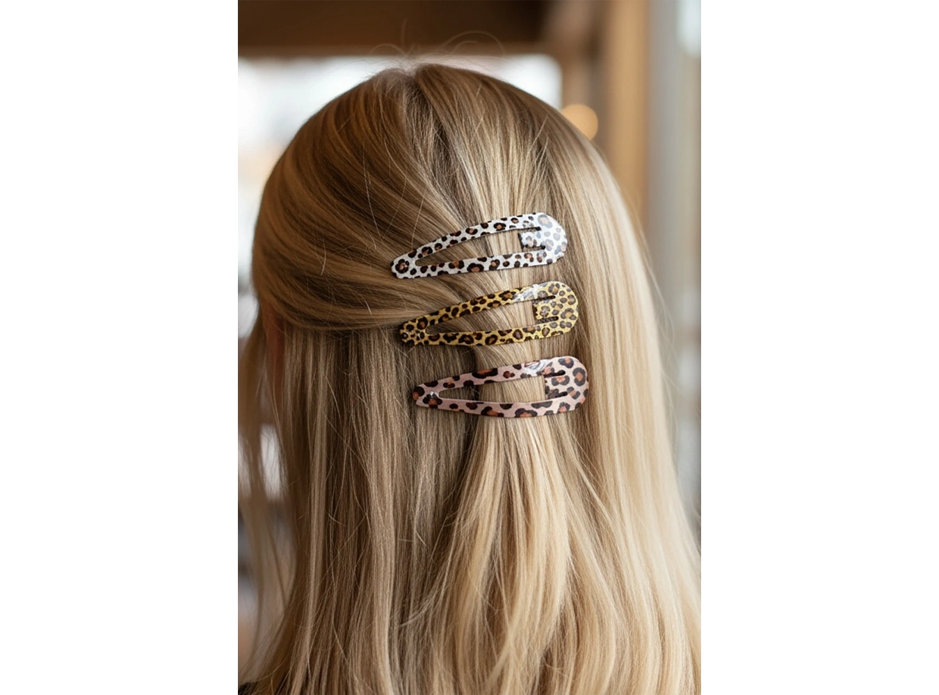 Karışık Renk Leopar Desenli Yan Toka