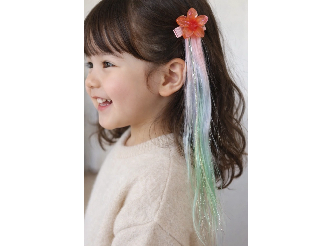 Karışık Renk Lotus Figürlü Saç Detaylı Çocuk Yan Toka