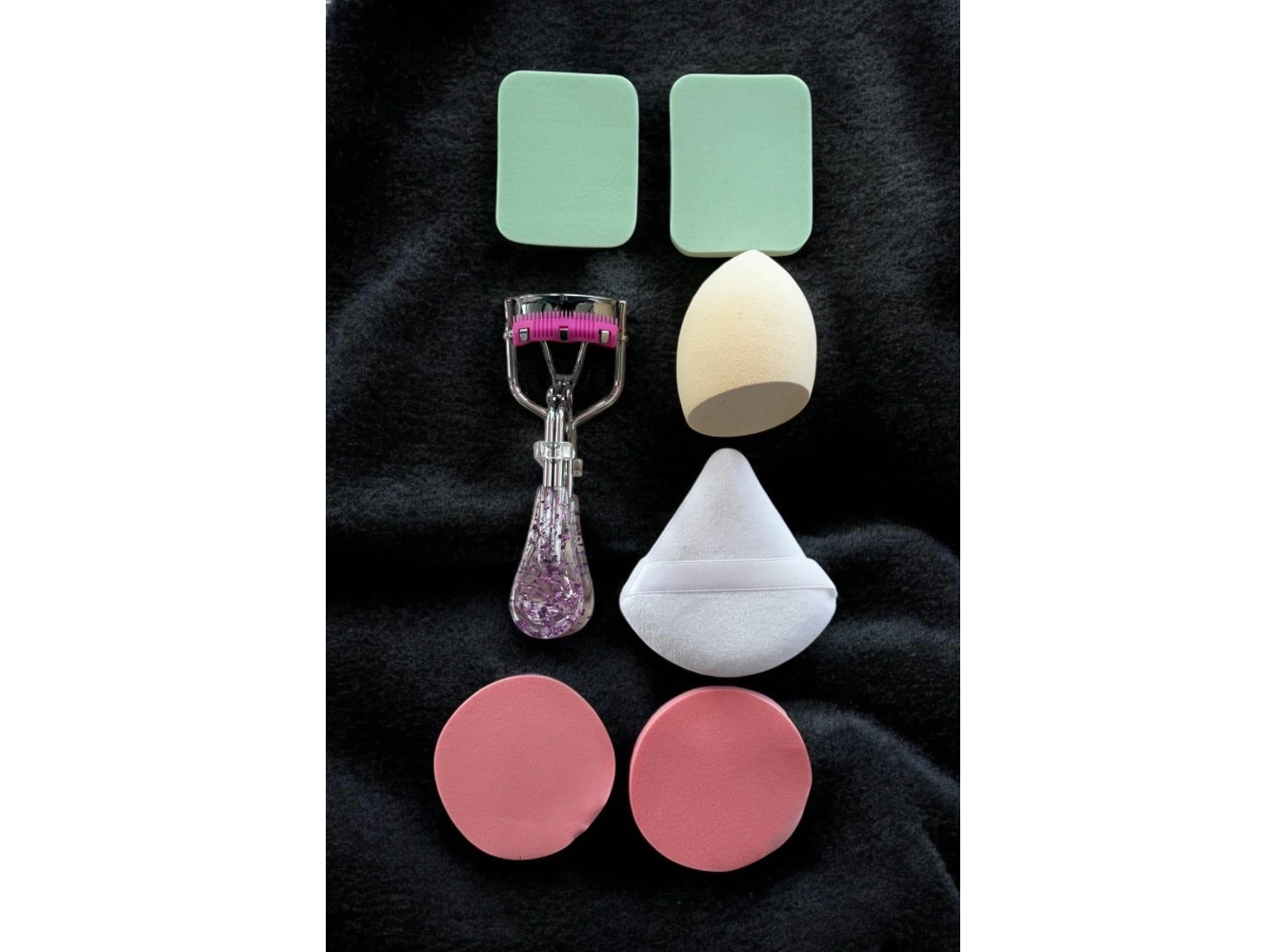 Karışık Renk Makyaj Süngeri/ Kirpik Kıvırma Aparatı/ Pudra Süngeri Set