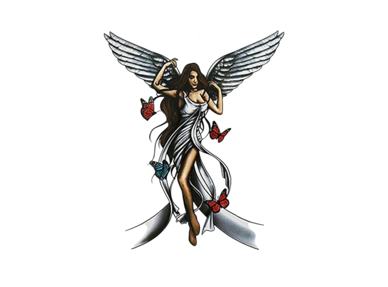 Karışık Renk Melek Figürlü Dövme Tattoo