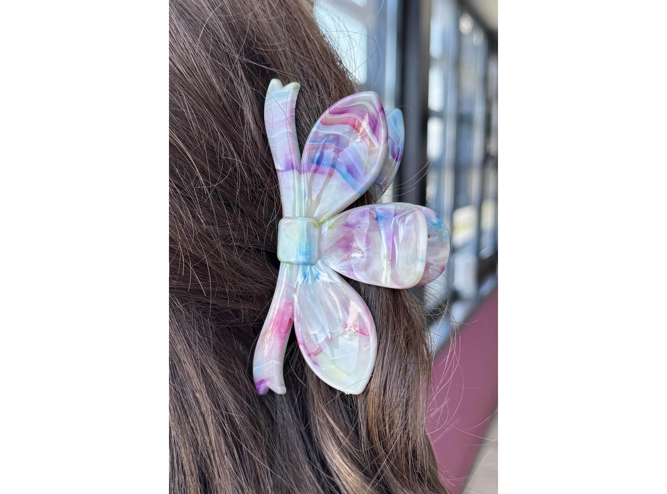 Karışık Renk Mermer Desenli Kemik Mandal Toka