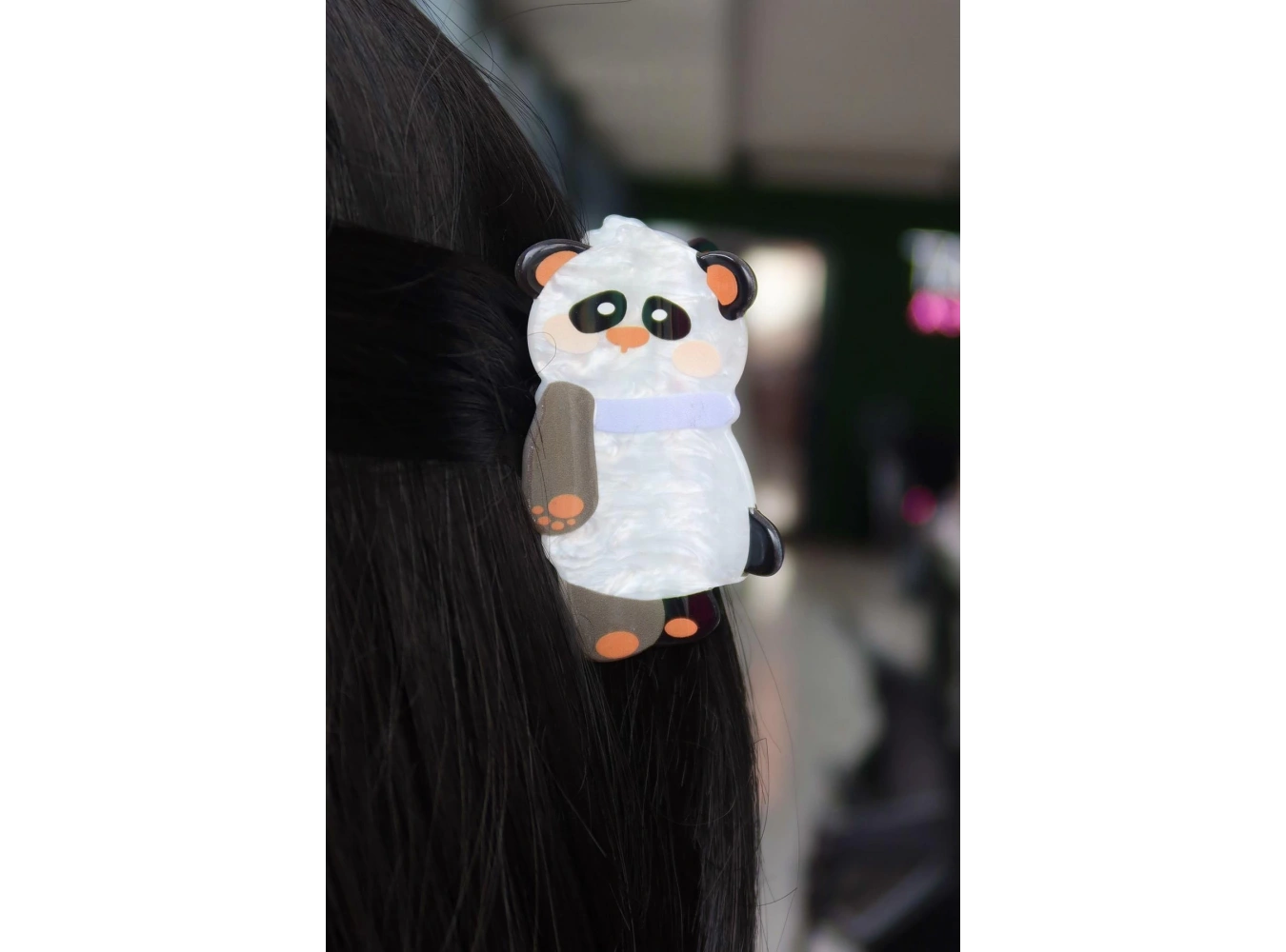 Karışık Renk Panda Figürlü Kemik Mandal Toka