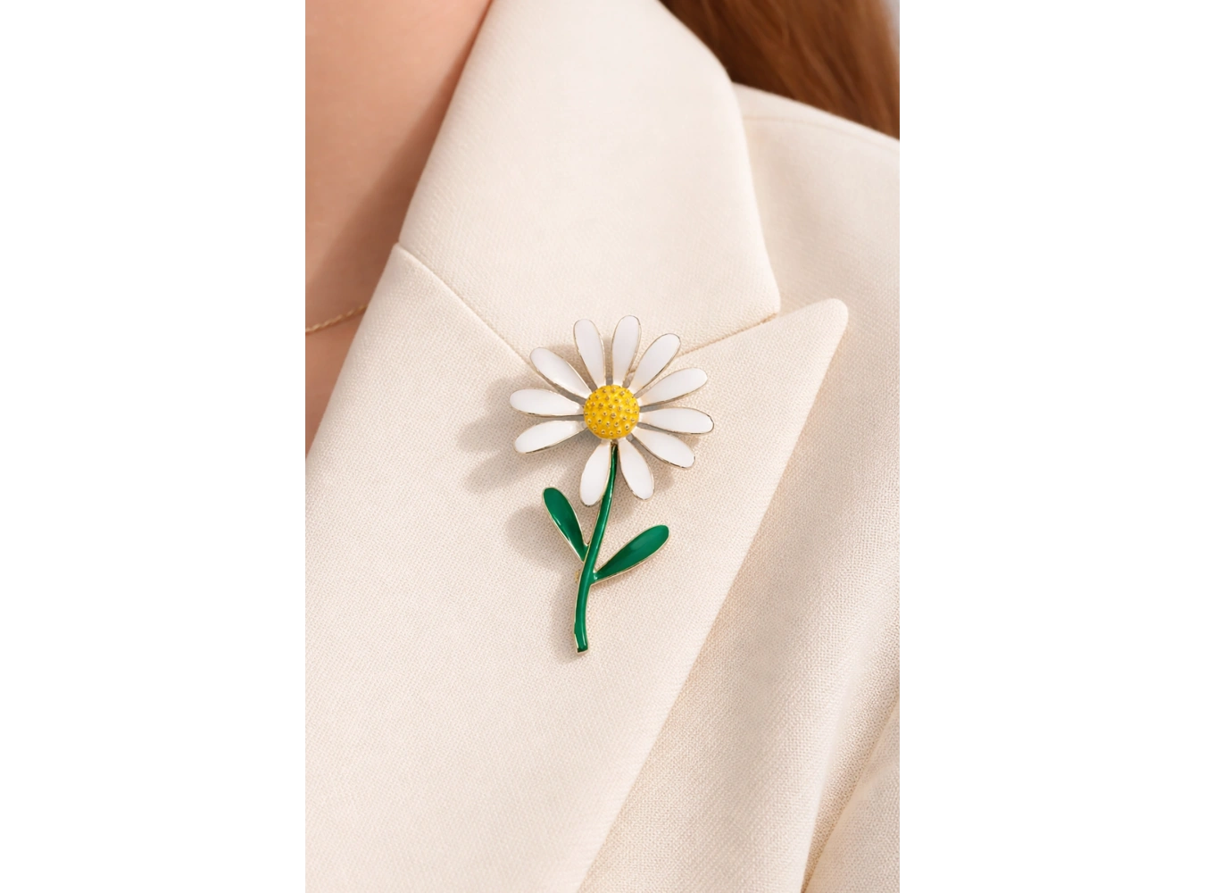Karışık Renk Papatya Figürlü Broş