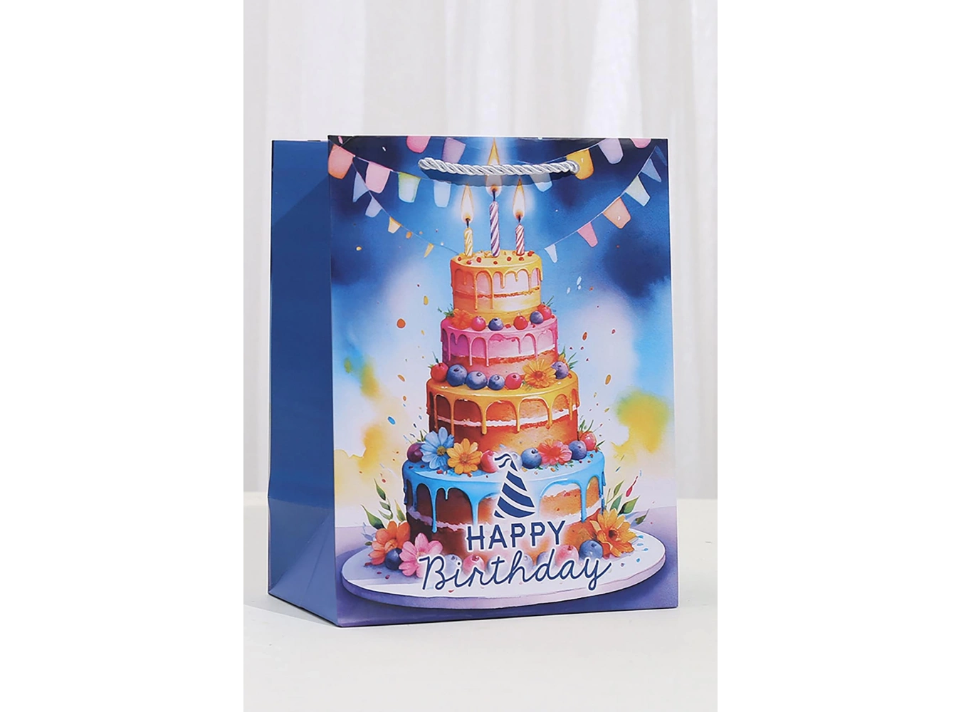 Karışık Renk Pasta Figürlü Karton Çanta