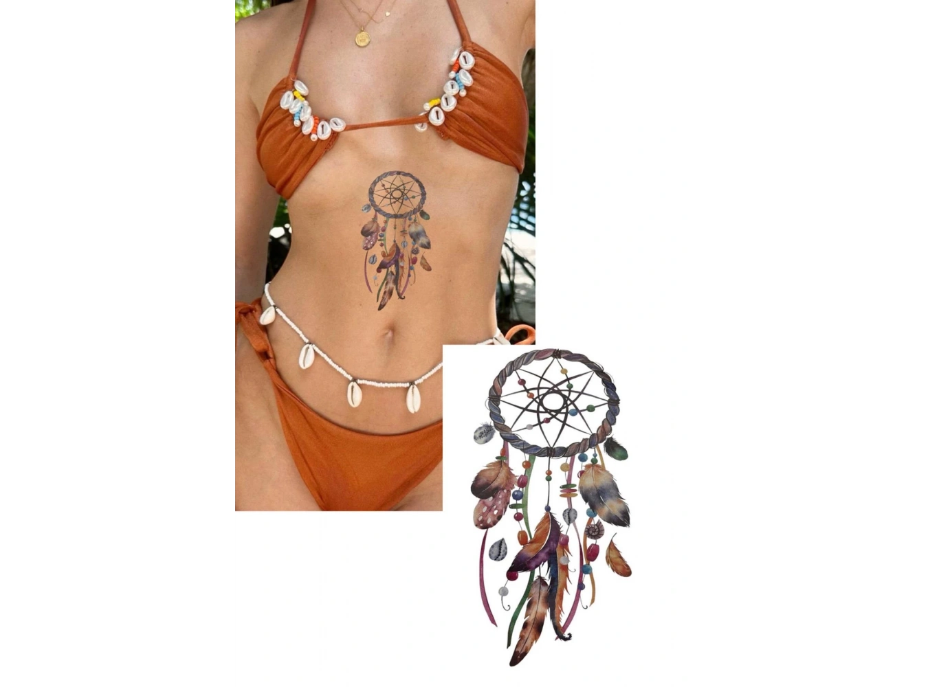 Karışık Renk Rüya Kapanı Figürlü Dövme Tattoo