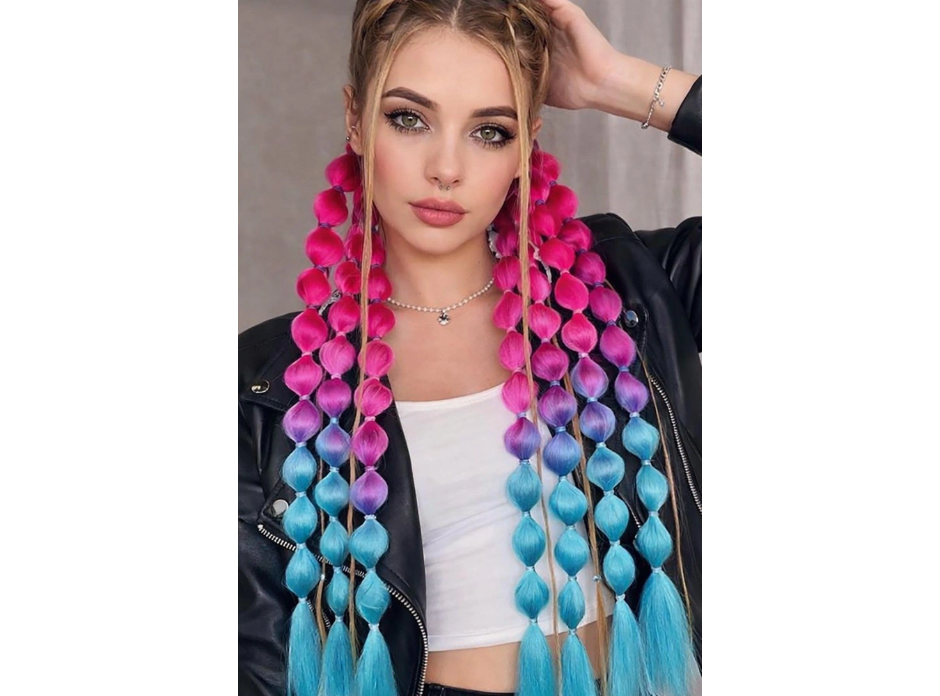 Karışık Renk Saç Detaylı Lastik Toka