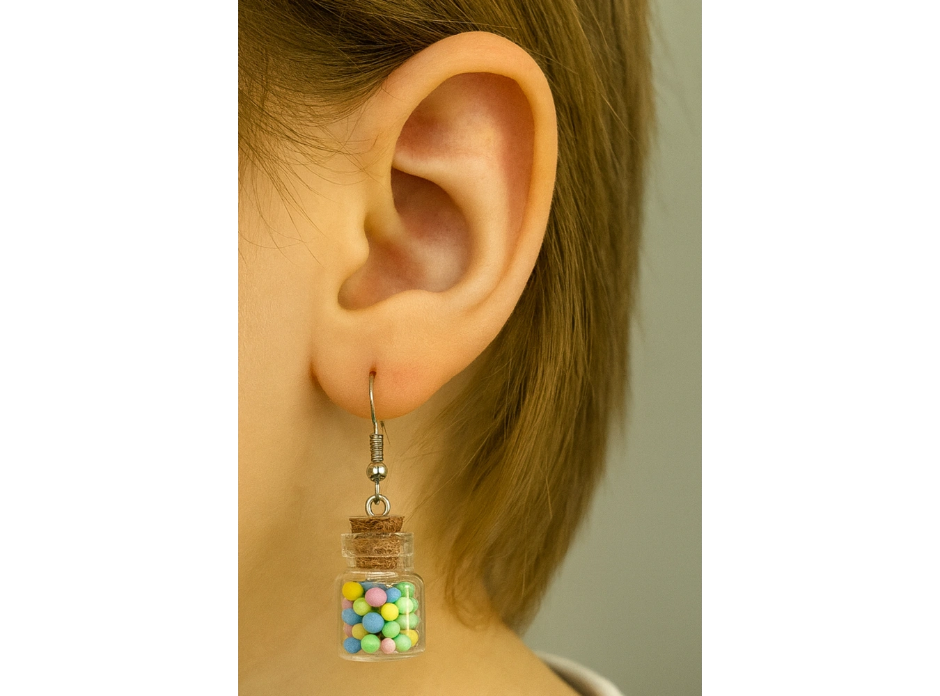 Karışık Renk Şişe Figürlü Çocuk Küpe (Çift)