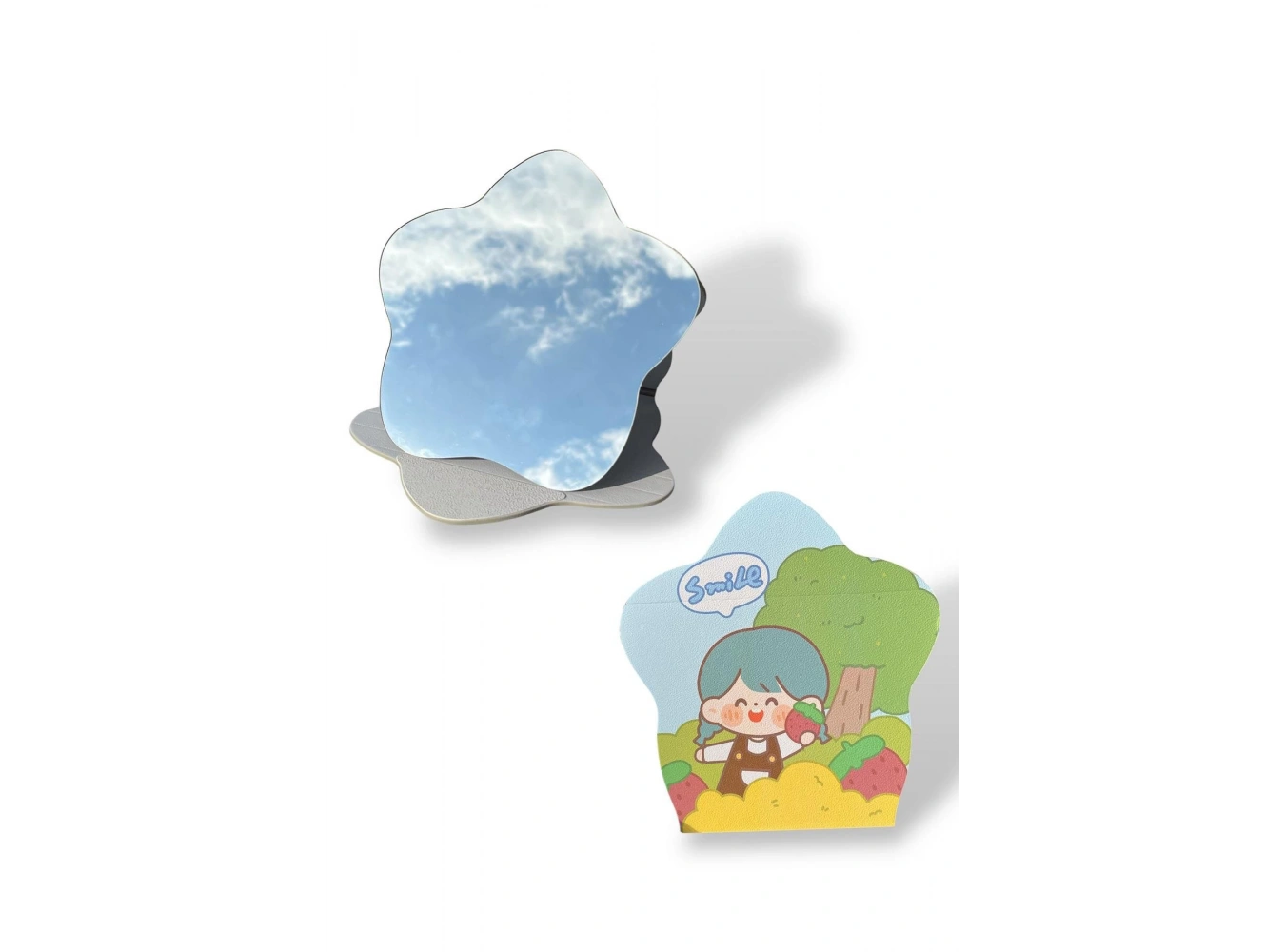 Karışık Renk Smile Yazılı Çocuk Figürlü Masa Aynası