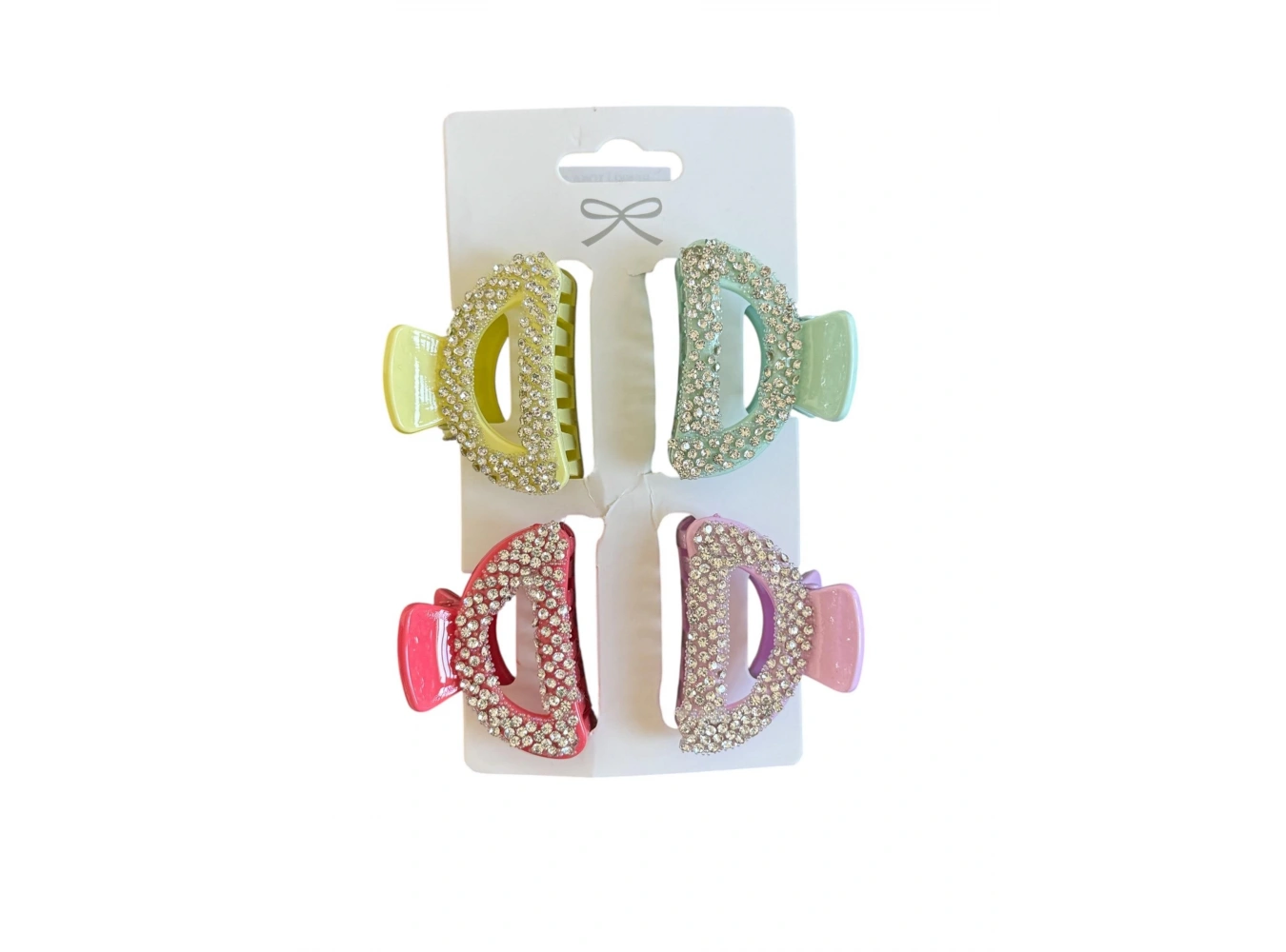 Karışık Renk Taş Detaylı 4lü Mini Mandal Toka Set