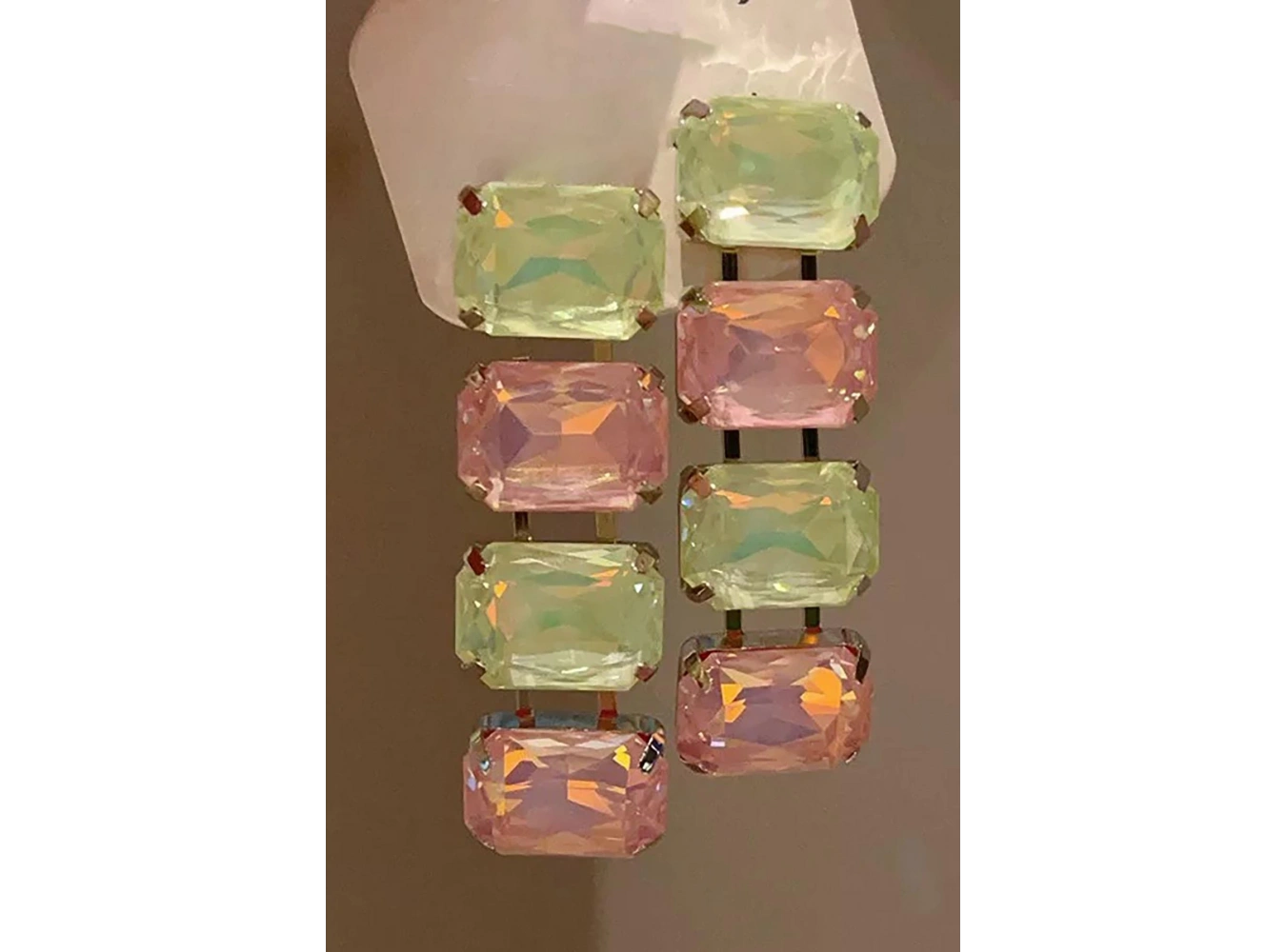 Karışık Renk Taş Detaylı Abiye Küpe (Çift)